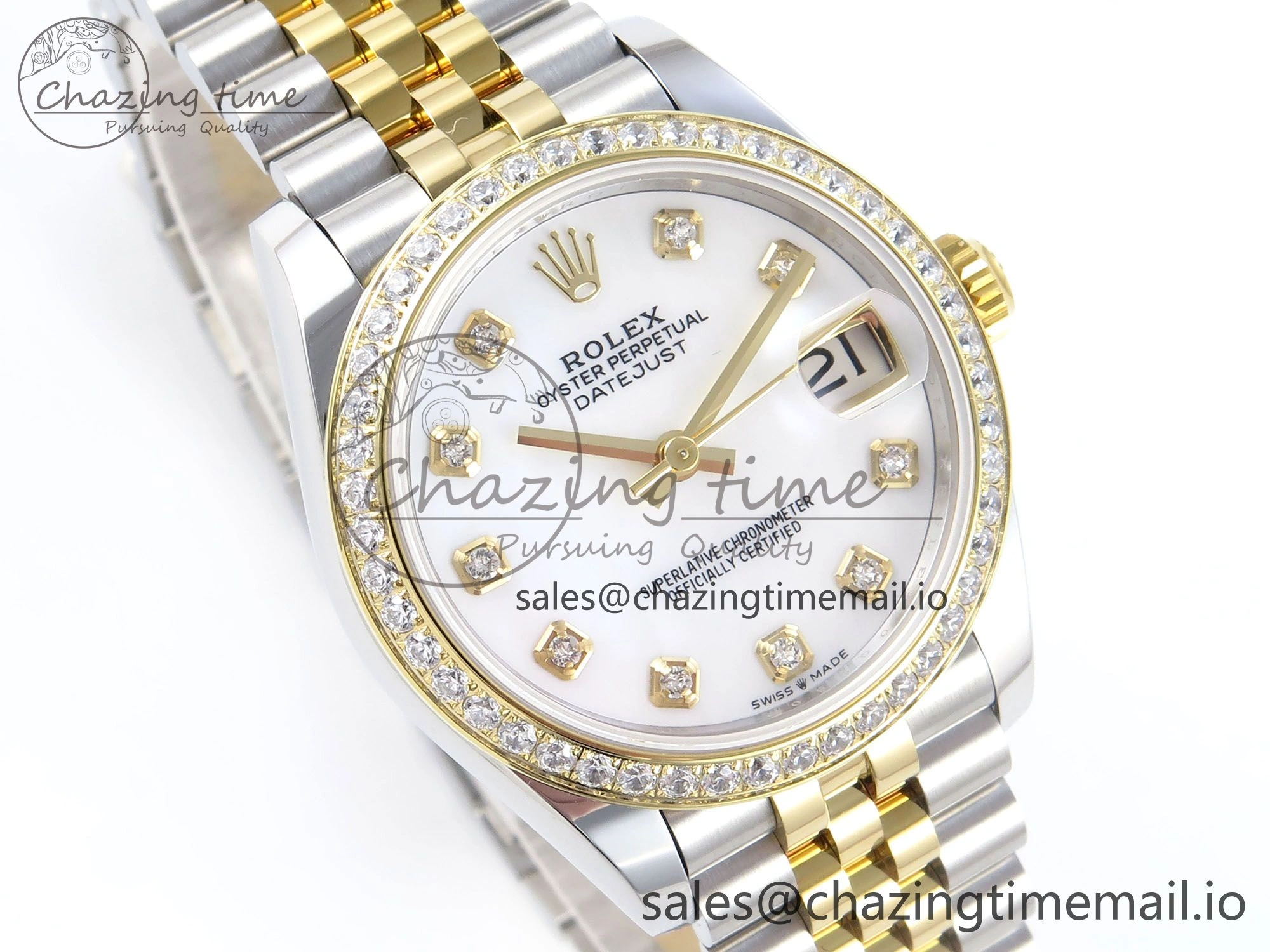 DateJust 31 278383RBR ARF 1:1 Best Edition 904L Steel White MOP Dial Diamonds Bezel on SS YG Jubilee Bracelet ETA FastDry 406
