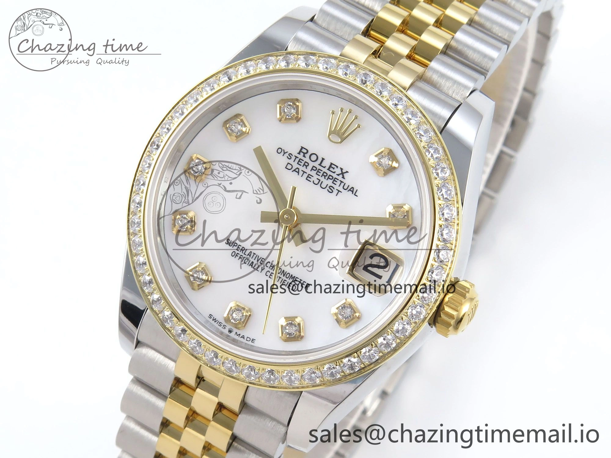 DateJust 31 278383RBR ARF 1:1 Best Edition 904L Steel White MOP Dial Diamonds Bezel on SS YG Jubilee Bracelet ETA FastDry 406