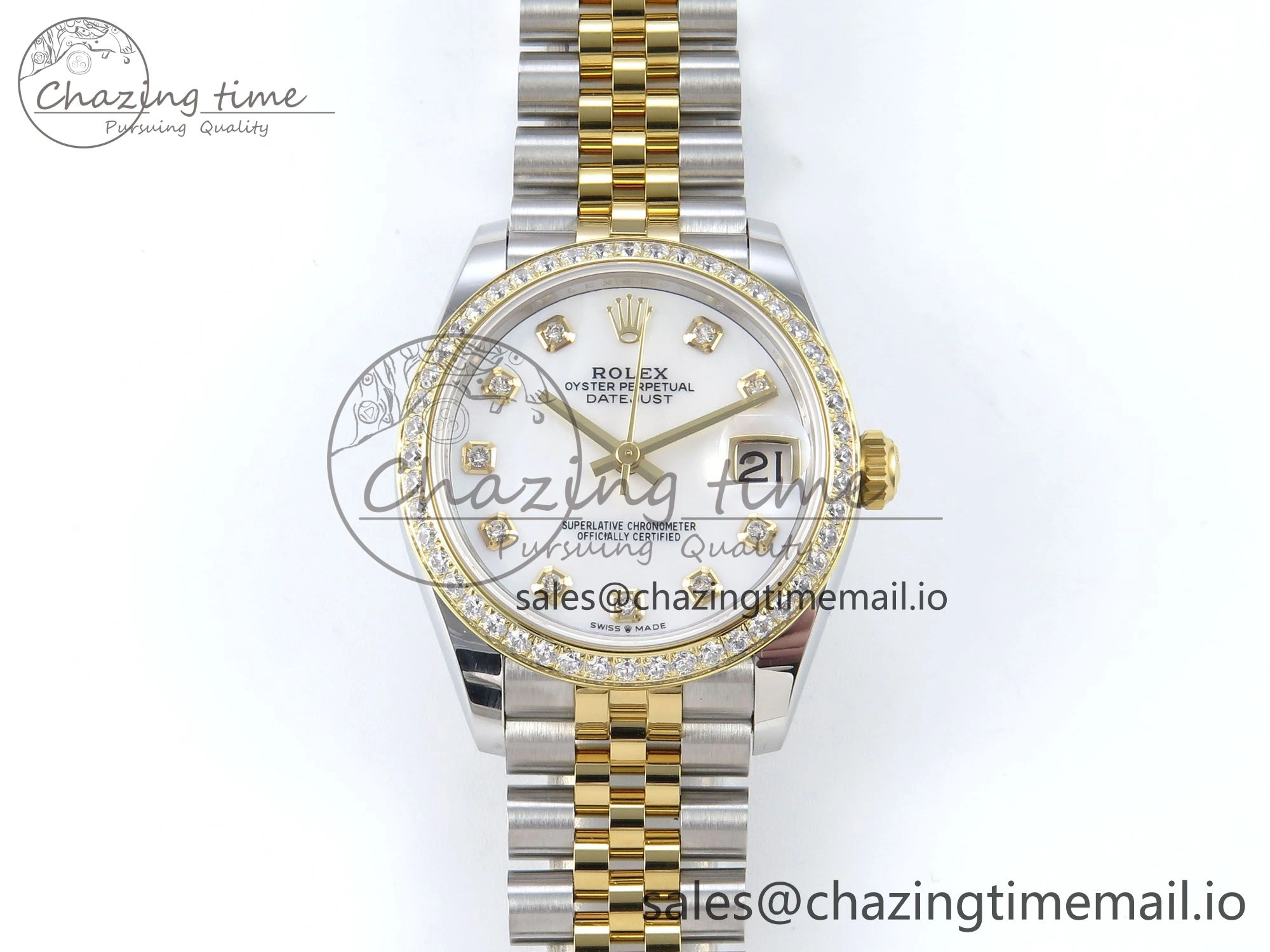 DateJust 31 278383RBR ARF 1:1 Best Edition 904L Steel White MOP Dial Diamonds Bezel on SS YG Jubilee Bracelet ETA FastDry 406
