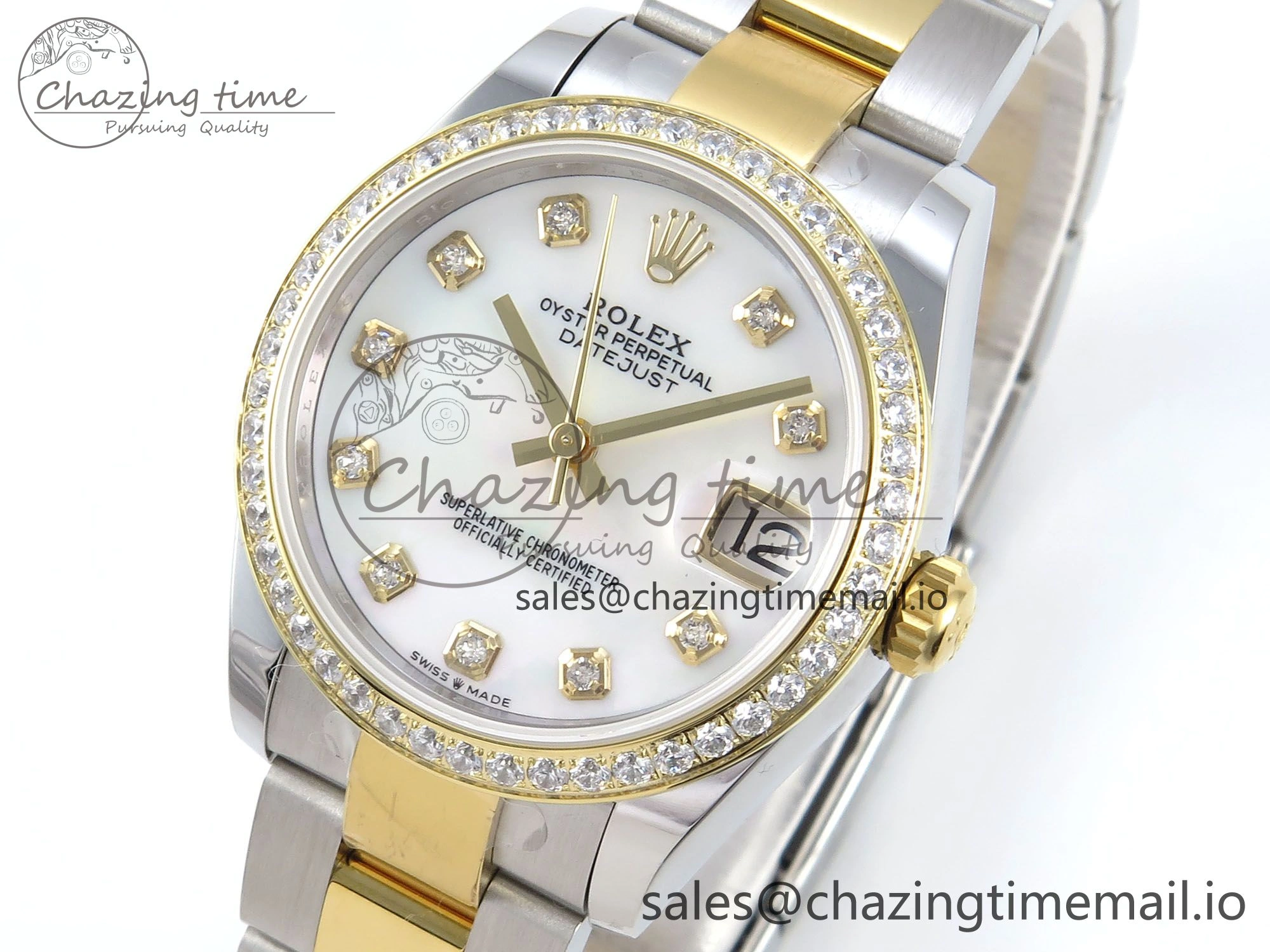 DateJust 31 278383RBR ARF 1:1 Best Edition 904L Steel White MOP Dial Diamonds Bezel on SS YG Oyster Bracelet ETA Chic 399