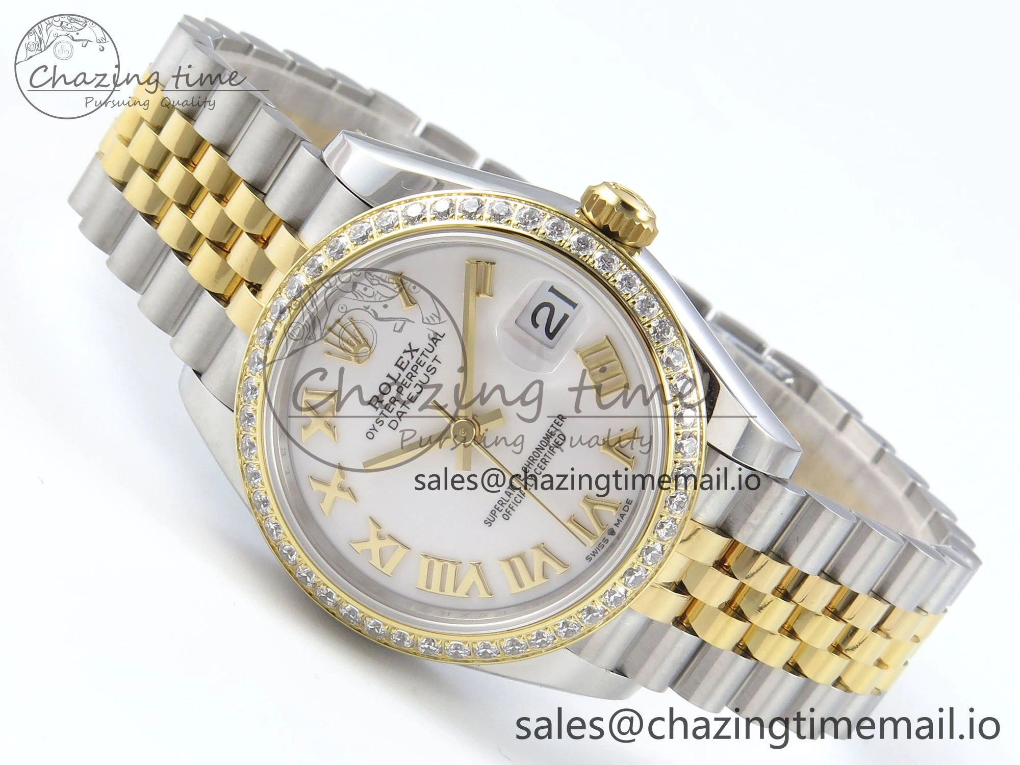 BestValue DateJust 31 278383RBR ARF 1:1 Best Edition 904L Steel White Roman Dial Diamonds Bezel on SS YG Jubilee Bracelet ETA 407