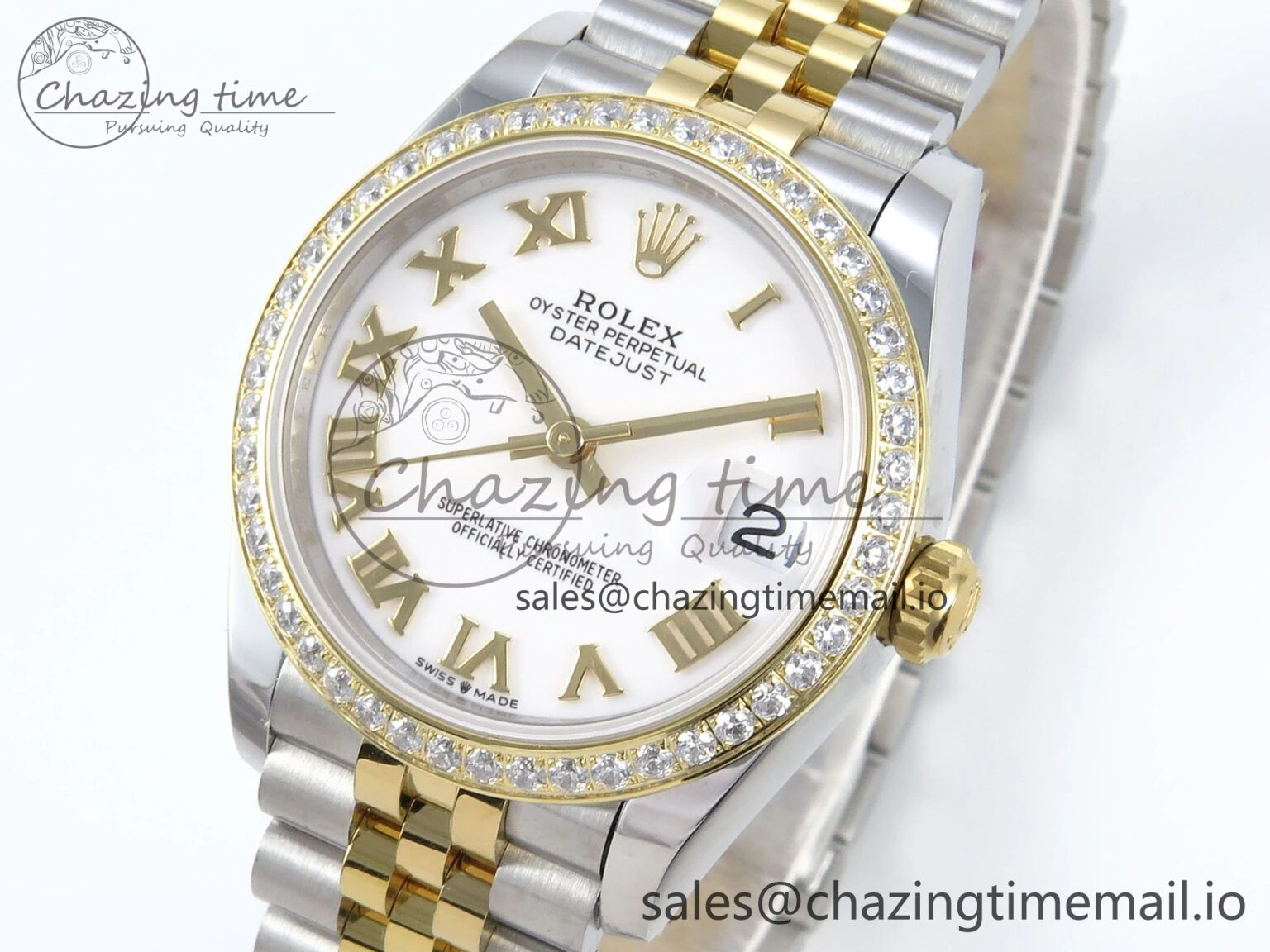 BestValue DateJust 31 278383RBR ARF 1:1 Best Edition 904L Steel White Roman Dial Diamonds Bezel on SS YG Jubilee Bracelet ETA 407