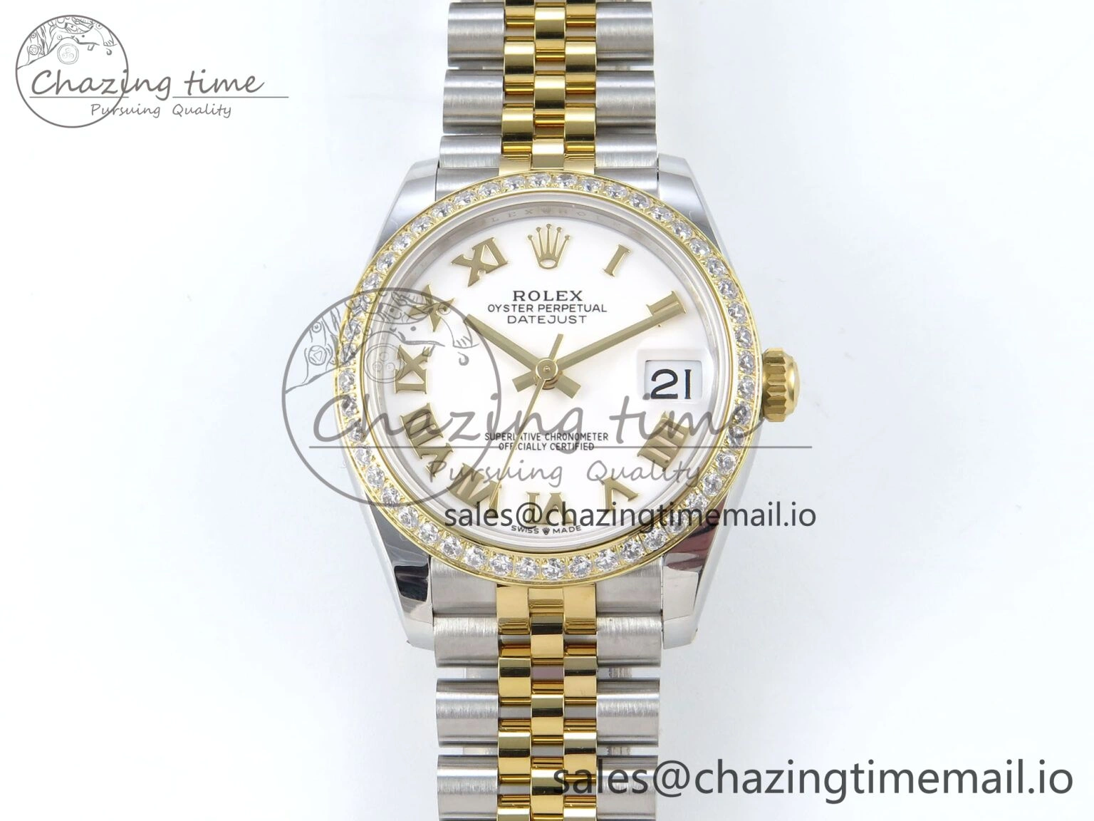 BestValue DateJust 31 278383RBR ARF 1:1 Best Edition 904L Steel White Roman Dial Diamonds Bezel on SS YG Jubilee Bracelet ETA 407