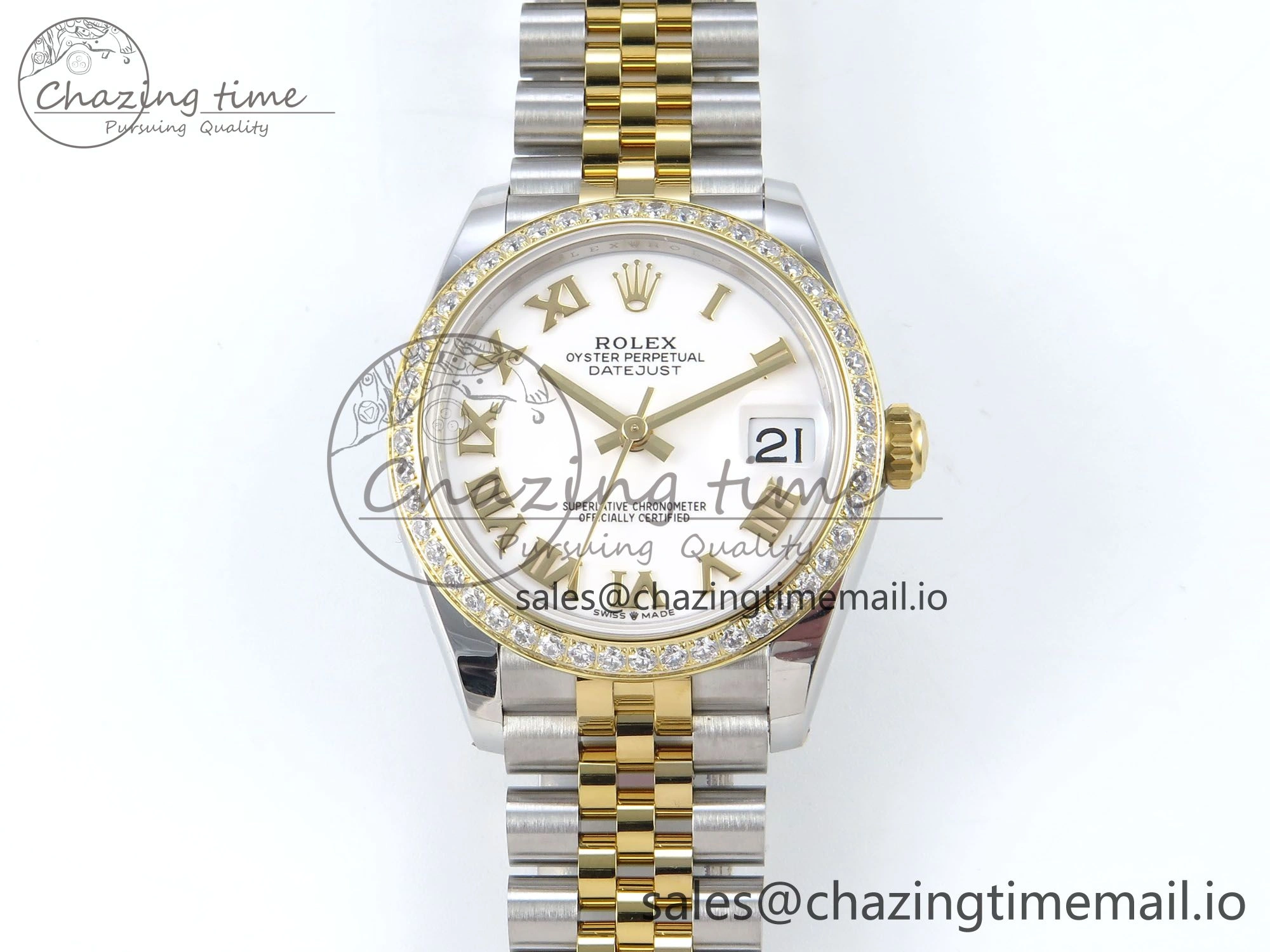 BestValue DateJust 31 278383RBR ARF 1:1 Best Edition 904L Steel White Roman Dial Diamonds Bezel on SS YG Jubilee Bracelet ETA 407