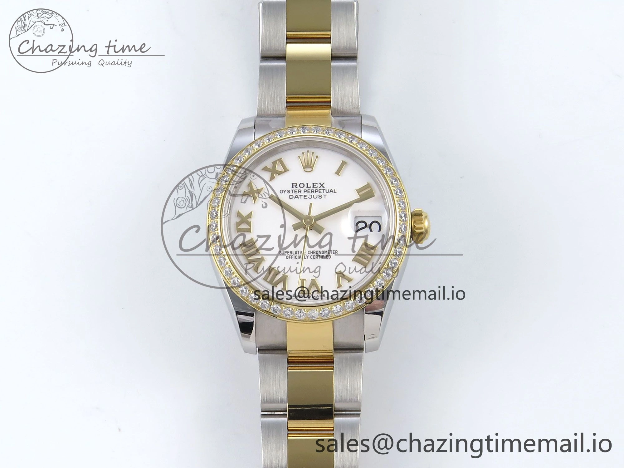DateJust 31 278383RBR ARF 1:1 Best Edition 904L Steel White Roman Dial Diamonds Bezel on SS YG Oyster Bracelet ETA MoistureWicking 400