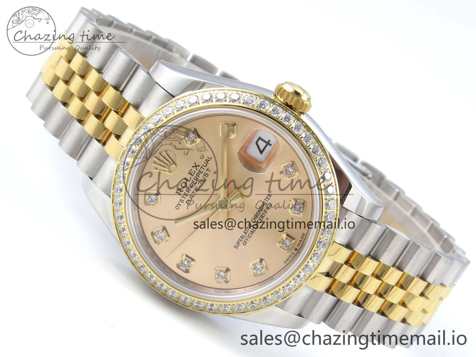 MultiPurpose DateJust 31 278383RBR ARF 1:1 Best Edition 904L Steel YG Diamonds Dial Diamonds Bezel on SS YG Jubilee Bracelet ETA 415