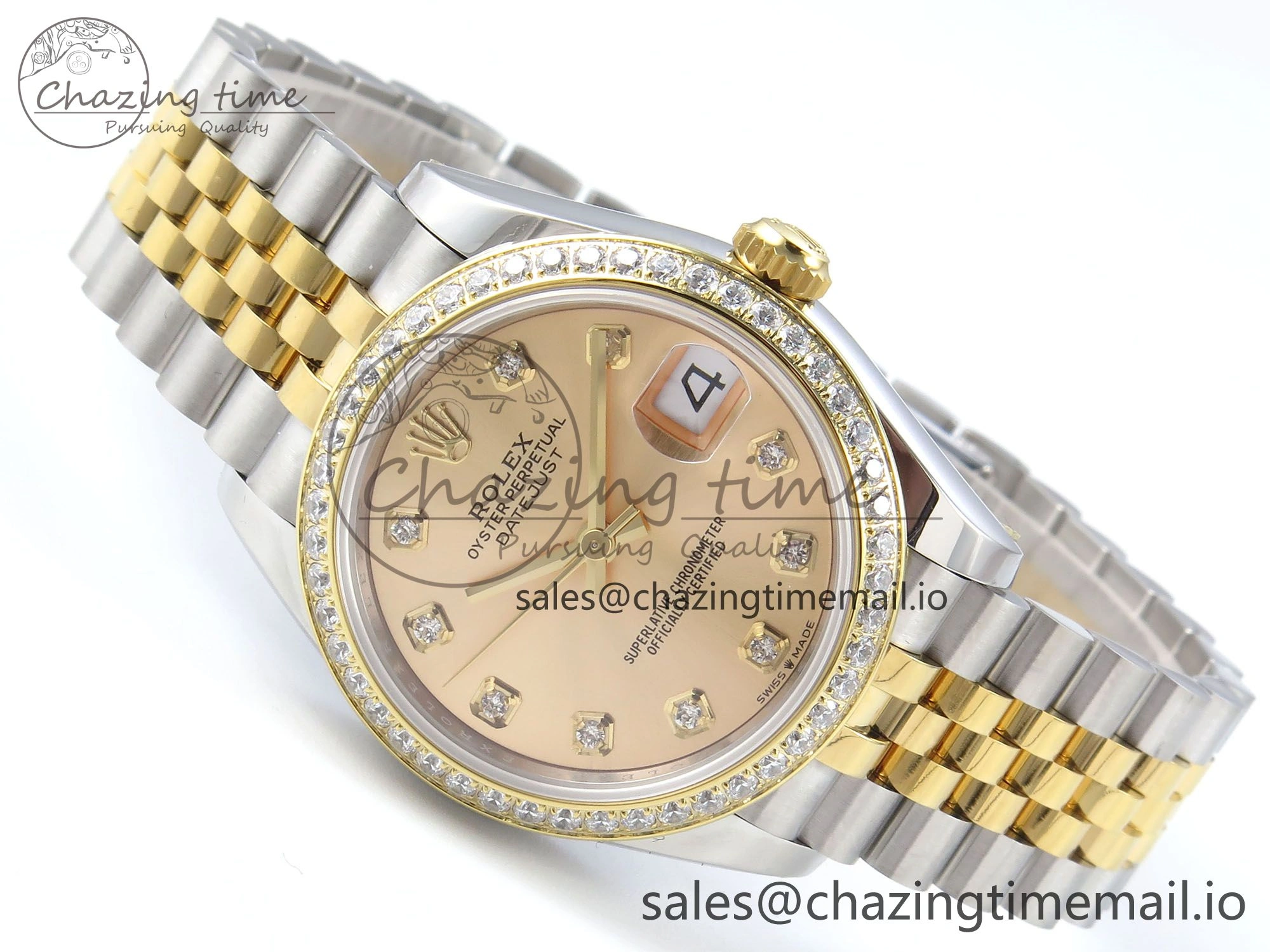 MultiPurpose DateJust 31 278383RBR ARF 1:1 Best Edition 904L Steel YG Diamonds Dial Diamonds Bezel on SS YG Jubilee Bracelet ETA 415