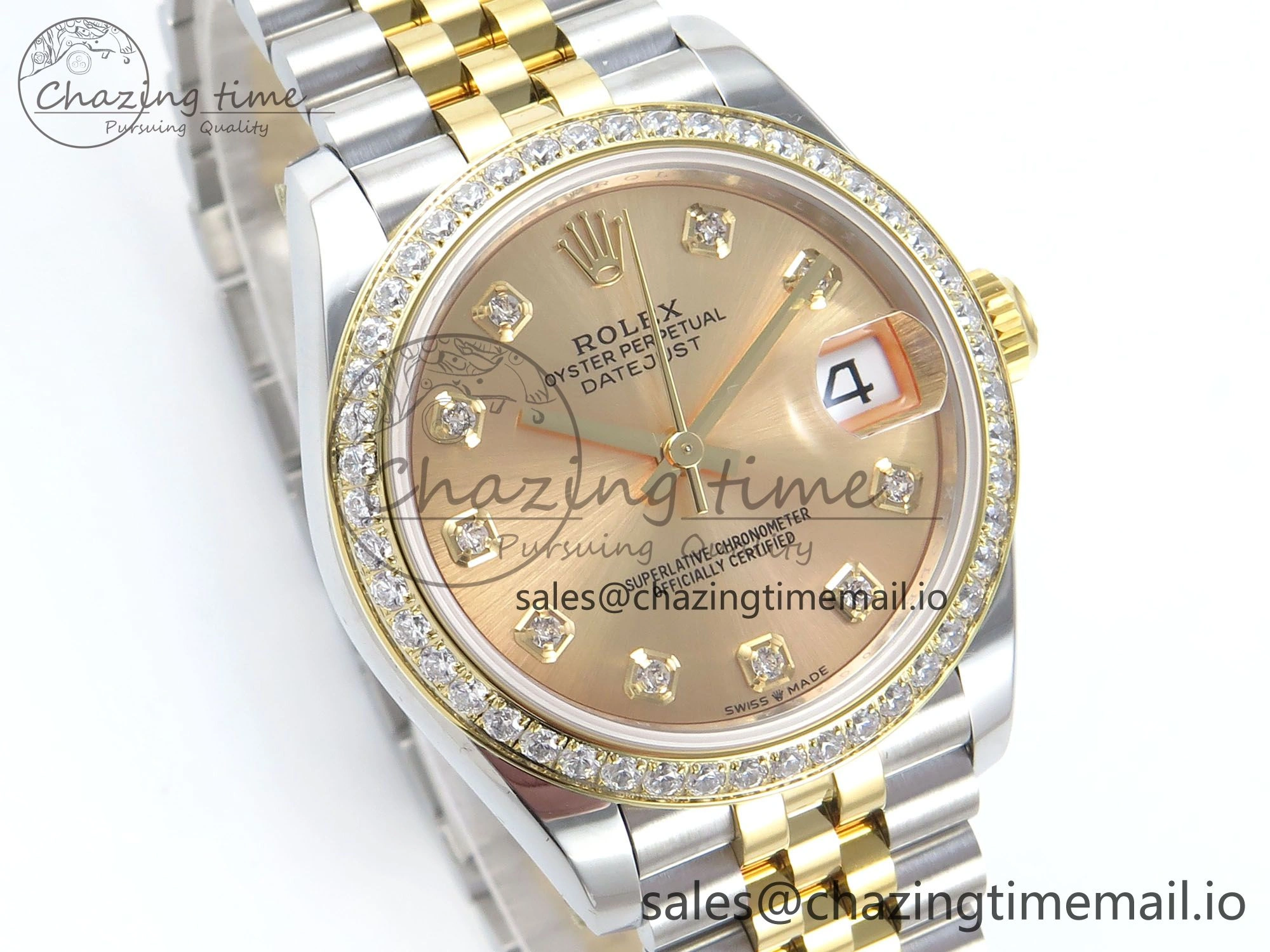 MultiPurpose DateJust 31 278383RBR ARF 1:1 Best Edition 904L Steel YG Diamonds Dial Diamonds Bezel on SS YG Jubilee Bracelet ETA 415