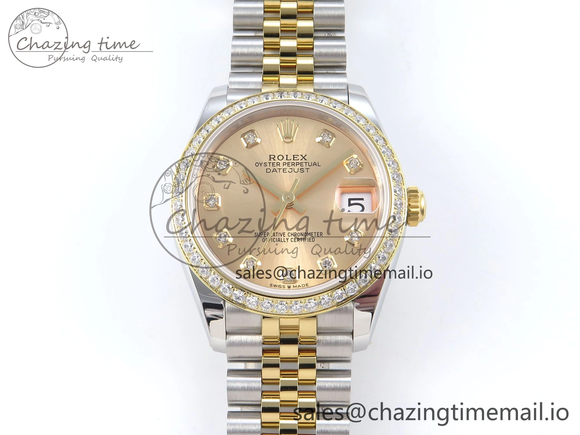MultiPurpose DateJust 31 278383RBR ARF 1:1 Best Edition 904L Steel YG Diamonds Dial Diamonds Bezel on SS YG Jubilee Bracelet ETA 415