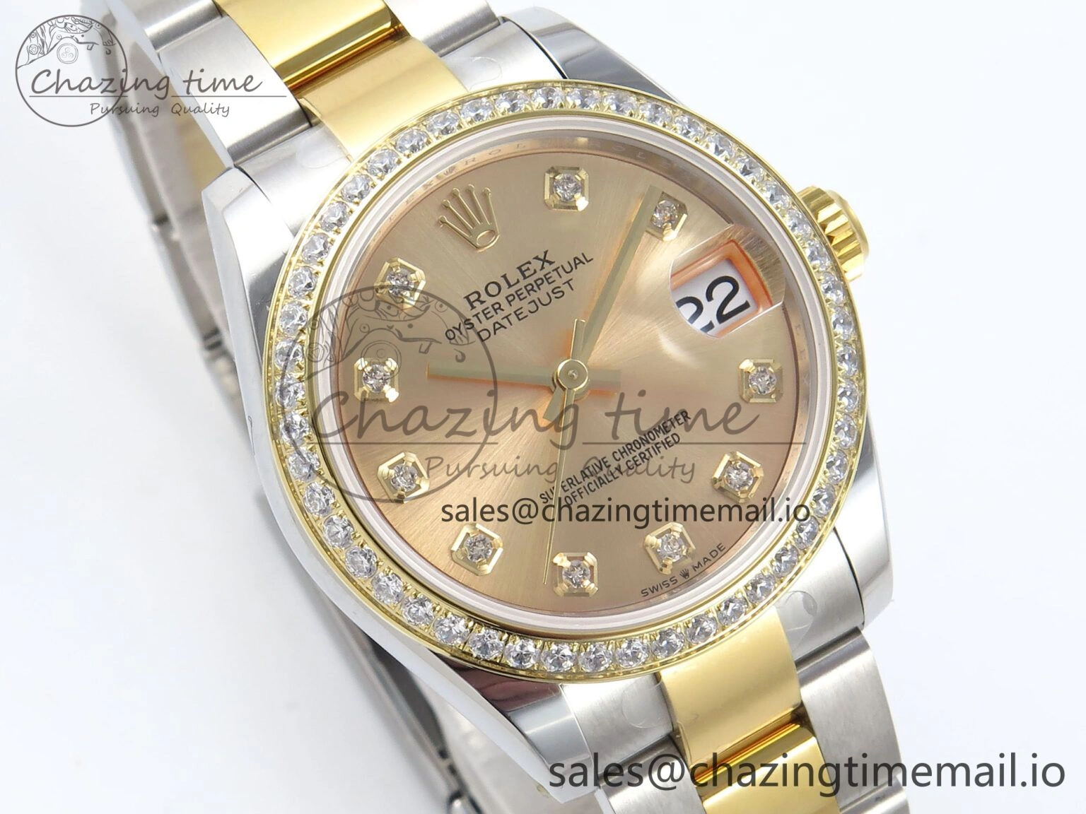 DateJust 31 278383RBR ARF 1:1 Best Edition 904L Steel YG Diamonds Dial Diamonds Bezel on SS YG Oyster Bracelet ETA Comfortable 405
