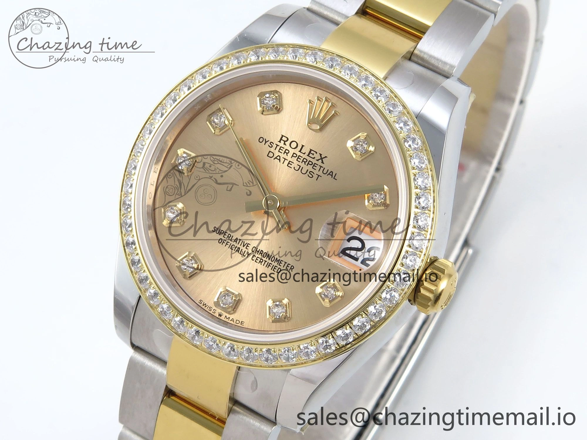 DateJust 31 278383RBR ARF 1:1 Best Edition 904L Steel YG Diamonds Dial Diamonds Bezel on SS YG Oyster Bracelet ETA Comfortable 405