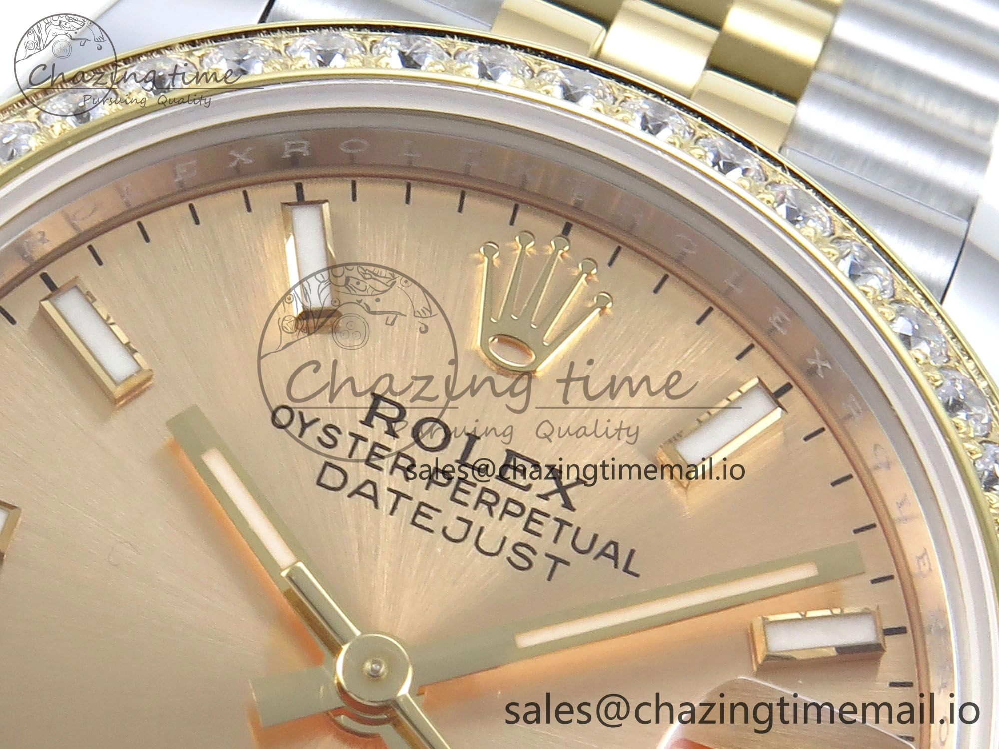 DateJust 31 278383RBR ARF 1:1 Best Edition 904L Steel YG Stick Dial Diamonds Bezel on SS YG Jubilee Bracelet ETA SoftTouch 412