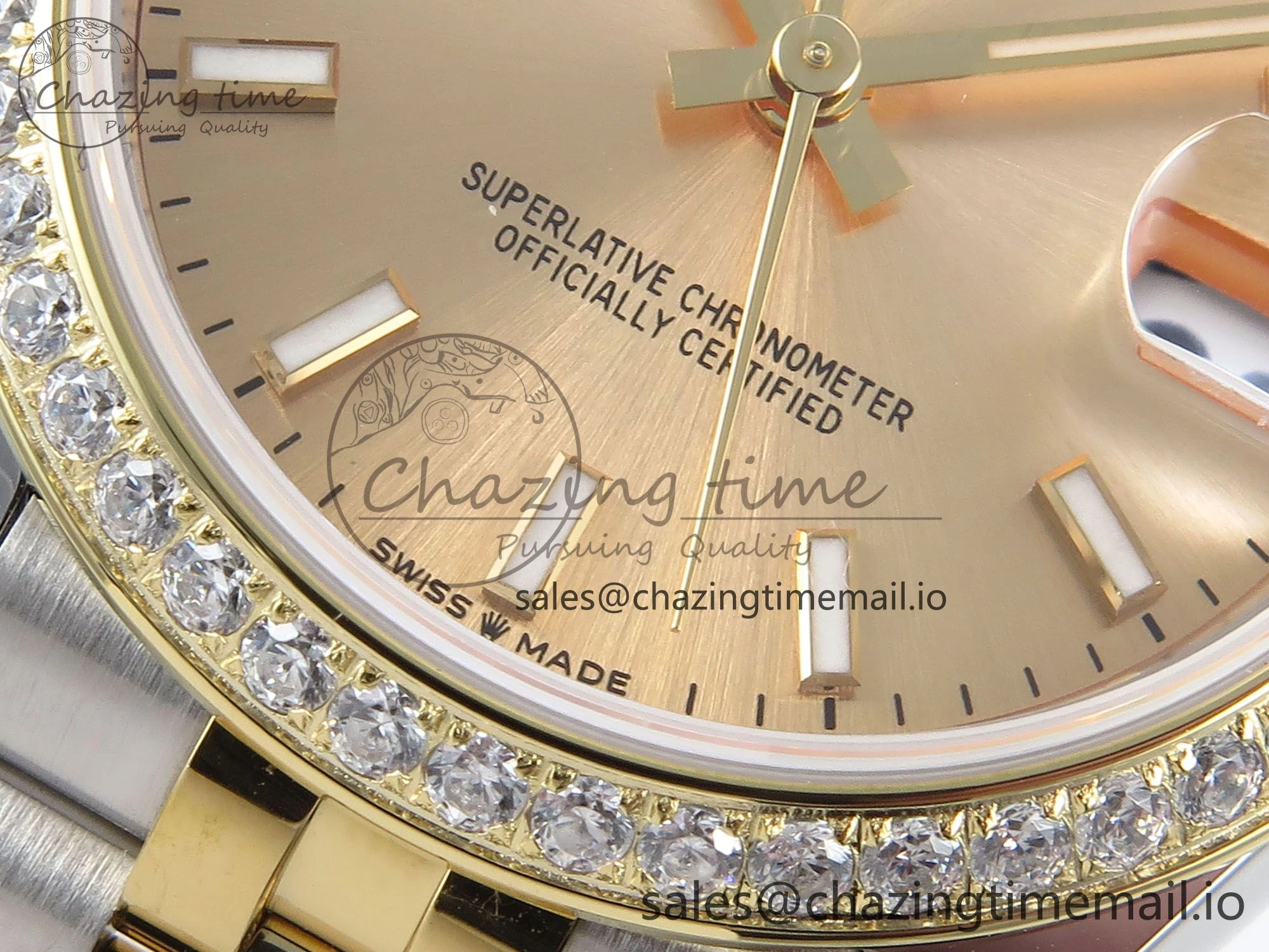 DateJust 31 278383RBR ARF 1:1 Best Edition 904L Steel YG Stick Dial Diamonds Bezel on SS YG Jubilee Bracelet ETA SoftTouch 412