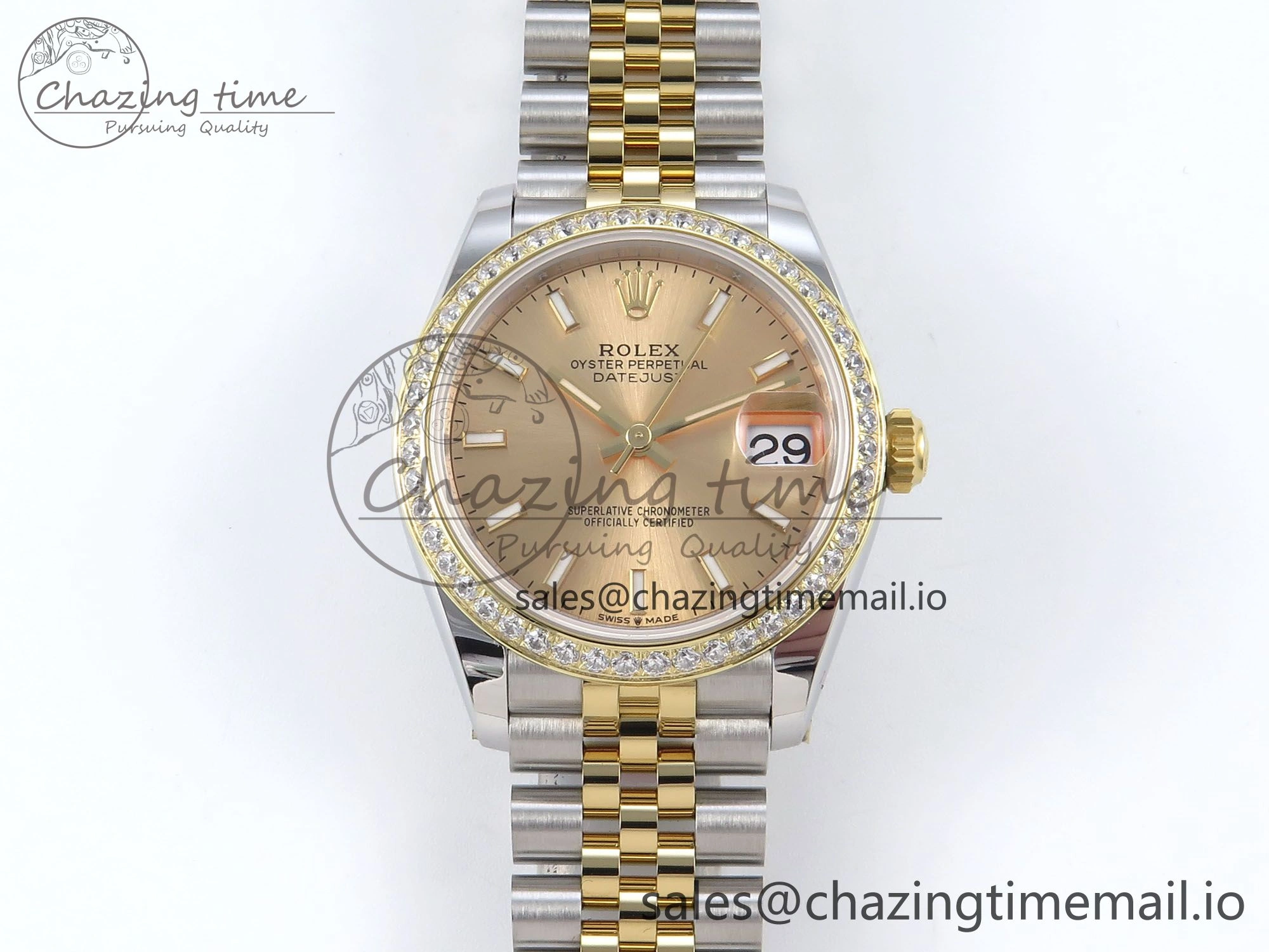 DateJust 31 278383RBR ARF 1:1 Best Edition 904L Steel YG Stick Dial Diamonds Bezel on SS YG Jubilee Bracelet ETA SoftTouch 412