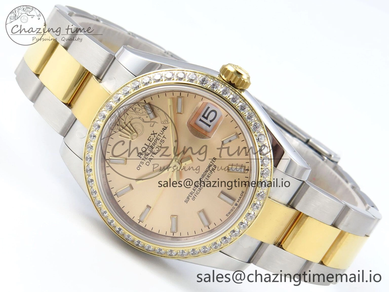 Classic DateJust 31 278383RBR ARF 1:1 Best Edition 904L Steel YG Stick Dial Diamonds Bezel on SS YG Oyster Bracelet ETA 398