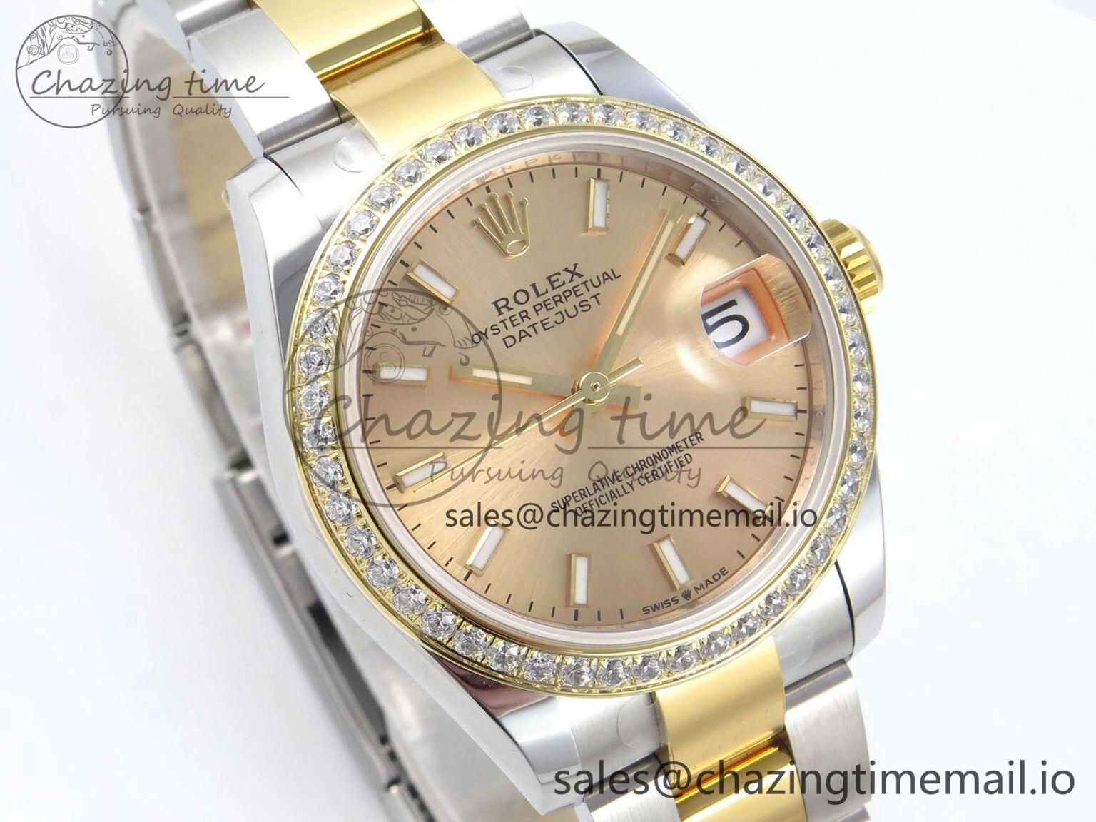 Classic DateJust 31 278383RBR ARF 1:1 Best Edition 904L Steel YG Stick Dial Diamonds Bezel on SS YG Oyster Bracelet ETA 398