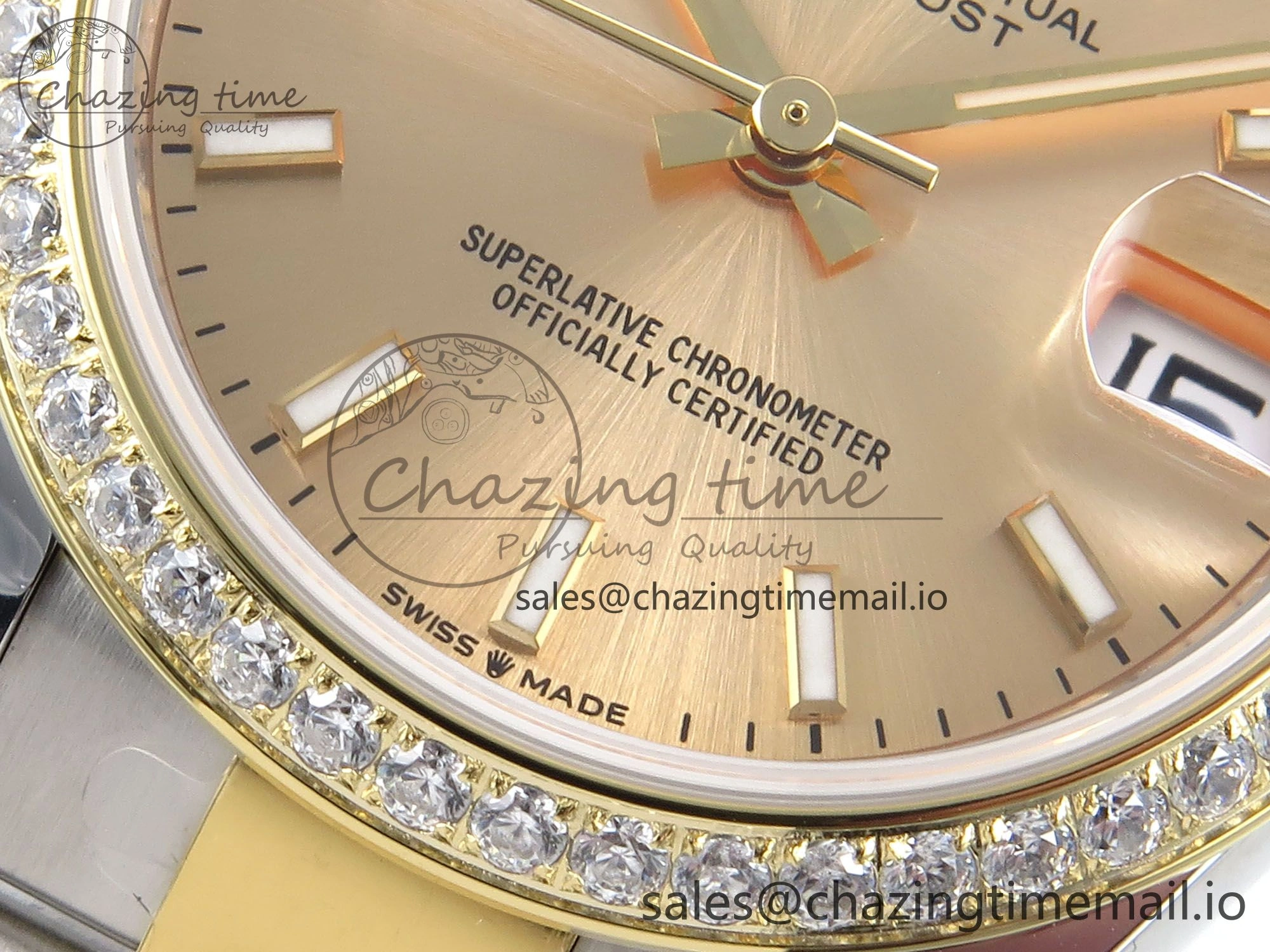 Classic DateJust 31 278383RBR ARF 1:1 Best Edition 904L Steel YG Stick Dial Diamonds Bezel on SS YG Oyster Bracelet ETA 398