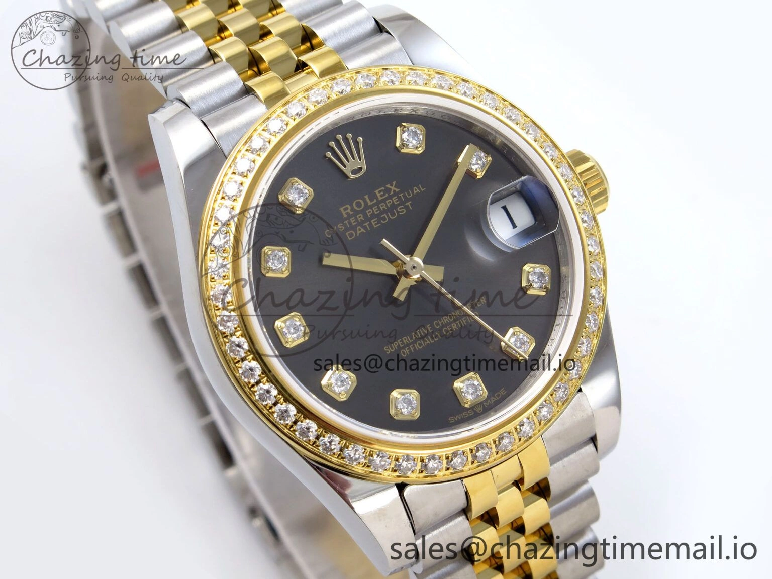 DateJust 31 278383RBR JARF 1:1 Best Edition 904L Steel Gray Diamonds Dial on SS YG Jubilee Bracelet HZ ComfortFit 876