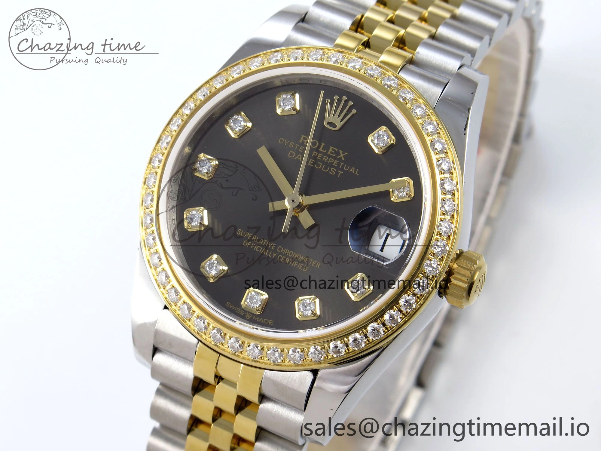 DateJust 31 278383RBR JARF 1:1 Best Edition 904L Steel Gray Diamonds Dial on SS YG Jubilee Bracelet HZ ComfortFit 876