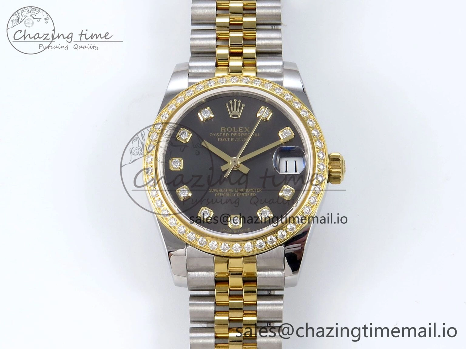DateJust 31 278383RBR JARF 1:1 Best Edition 904L Steel Gray Diamonds Dial on SS YG Jubilee Bracelet HZ ComfortFit 876