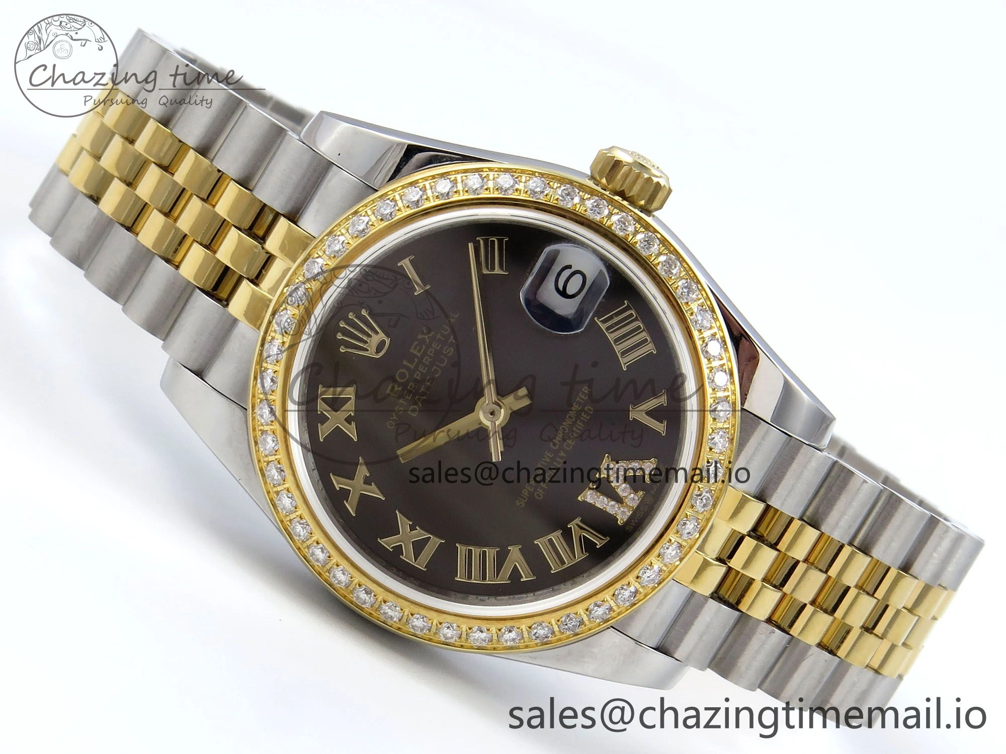 OnTrend DateJust 31 278383RBR JARF 1:1 Best Edition 904L Steel Gray Roman Diamonds Dial on SS YG Jubilee Bracelet HZ 880