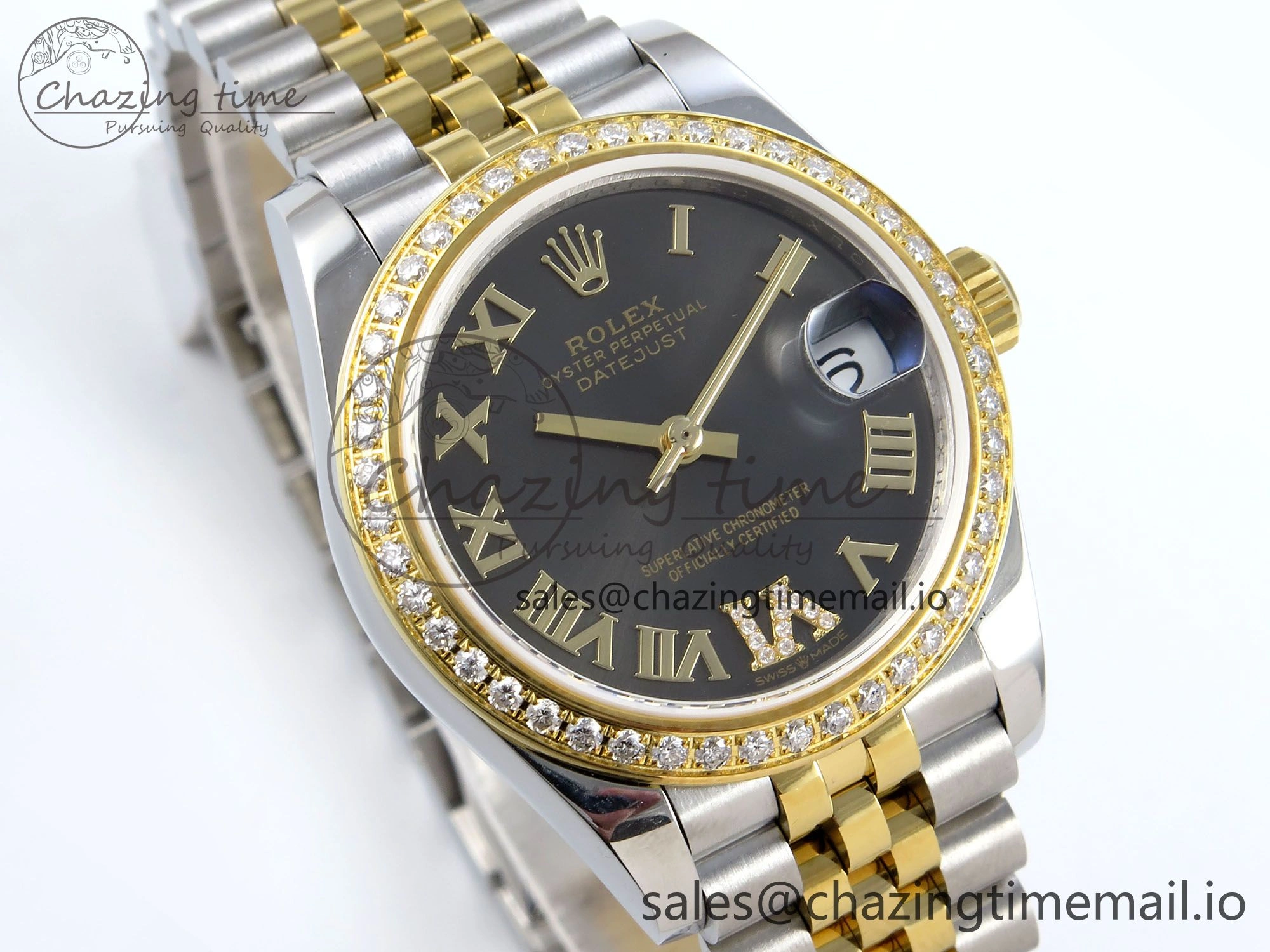 OnTrend DateJust 31 278383RBR JARF 1:1 Best Edition 904L Steel Gray Roman Diamonds Dial on SS YG Jubilee Bracelet HZ 880