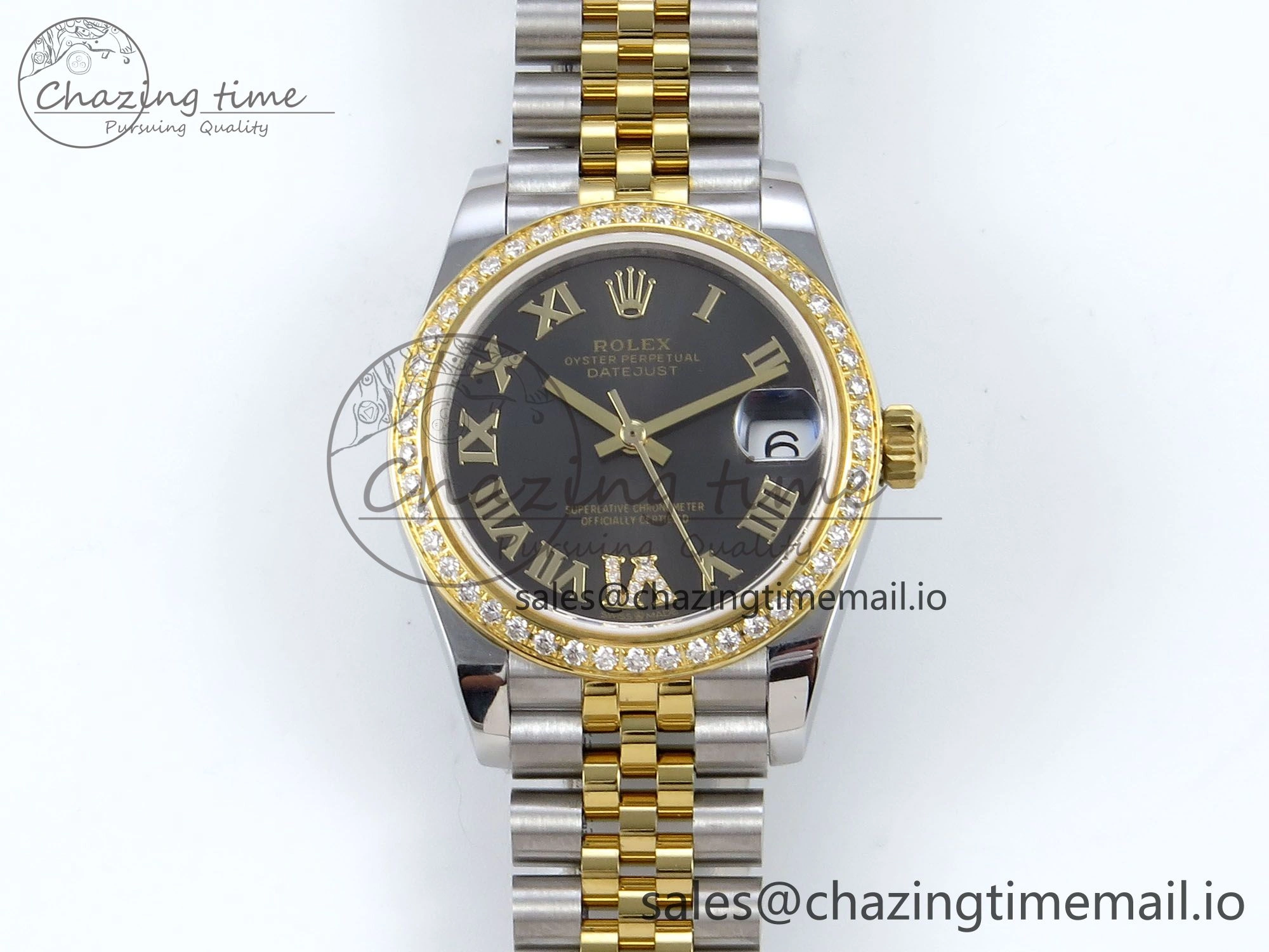 OnTrend DateJust 31 278383RBR JARF 1:1 Best Edition 904L Steel Gray Roman Diamonds Dial on SS YG Jubilee Bracelet HZ 880