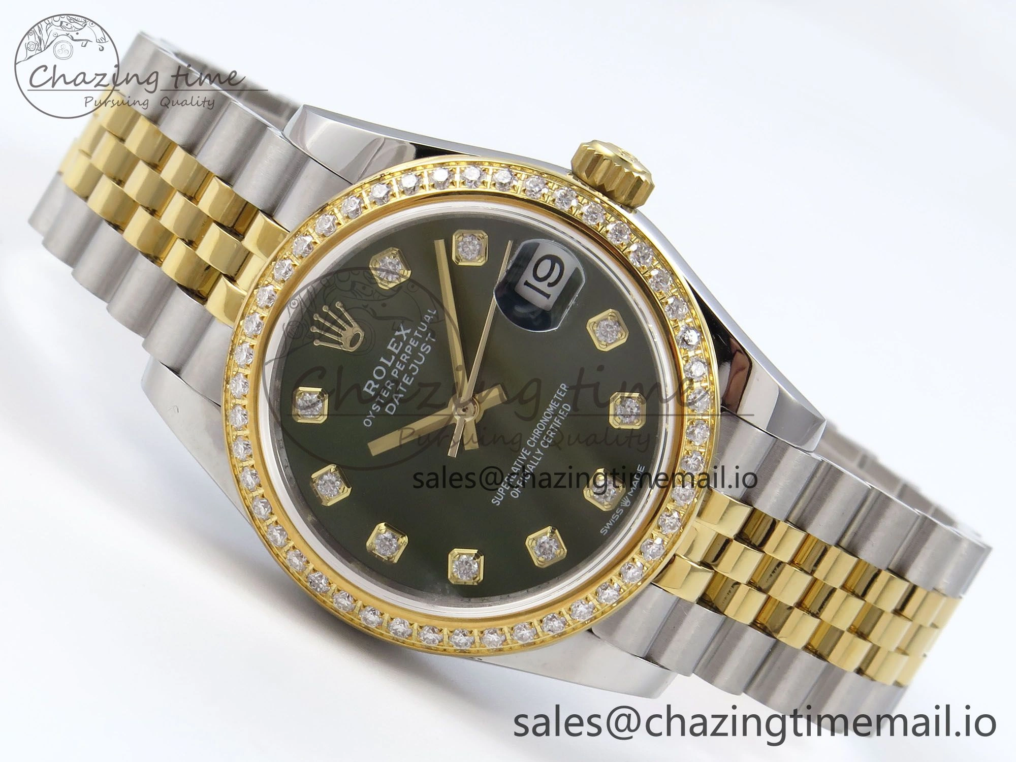 DateJust 31 278383RBR JARF 1:1 Best Edition 904L Steel Green Diamonds Dial on SS YG Jubilee Bracelet HZ ZipUp 877