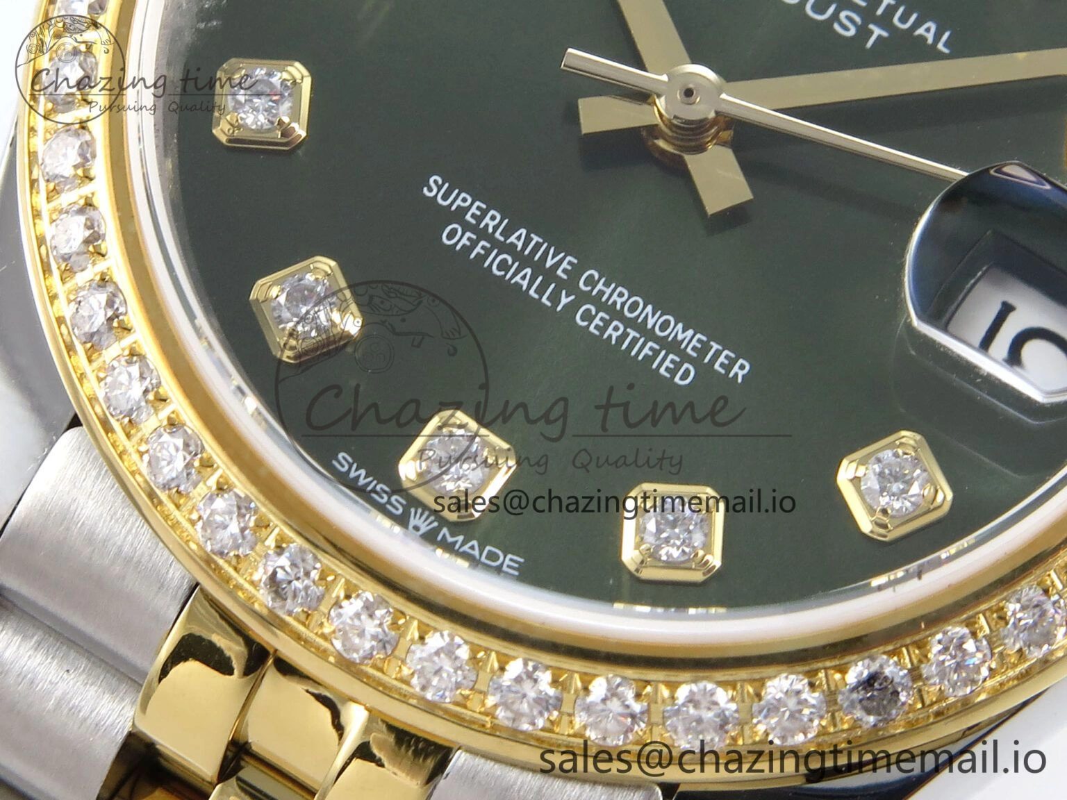 DateJust 31 278383RBR JARF 1:1 Best Edition 904L Steel Green Diamonds Dial on SS YG Jubilee Bracelet HZ ZipUp 877