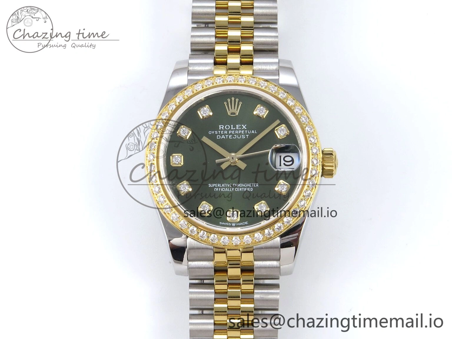 DateJust 31 278383RBR JARF 1:1 Best Edition 904L Steel Green Diamonds Dial on SS YG Jubilee Bracelet HZ ZipUp 877