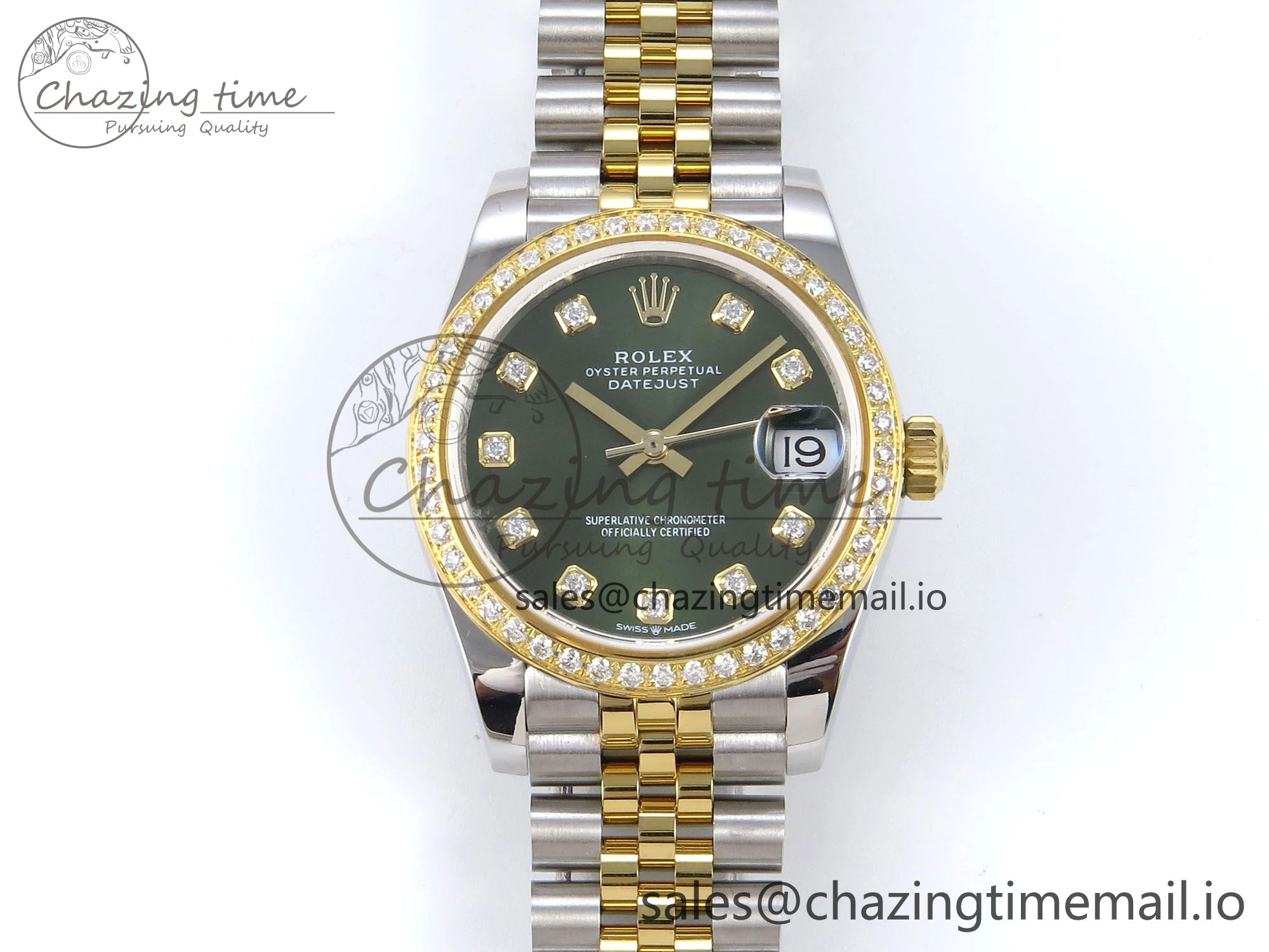 DateJust 31 278383RBR JARF 1:1 Best Edition 904L Steel Green Diamonds Dial on SS YG Jubilee Bracelet HZ ZipUp 877