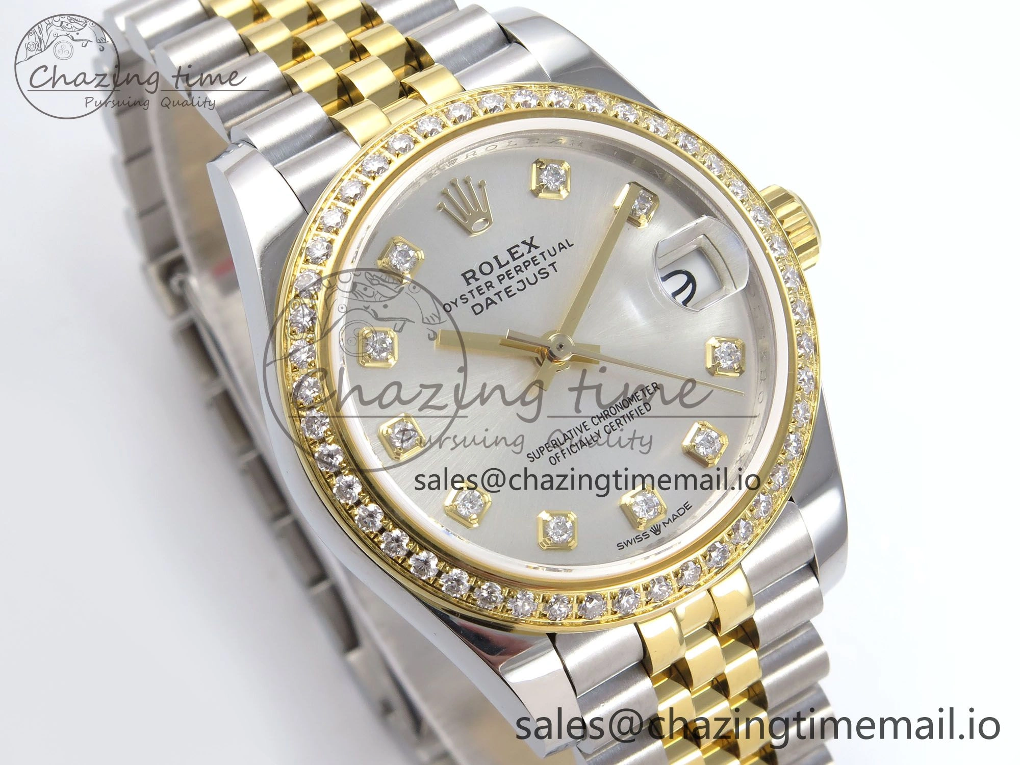 DateJust 31 278383RBR JARF 1:1 Best Edition 904L Steel Silver Diamonds Dial on SS YG Jubilee Bracelet HZ UrbanStyle 878