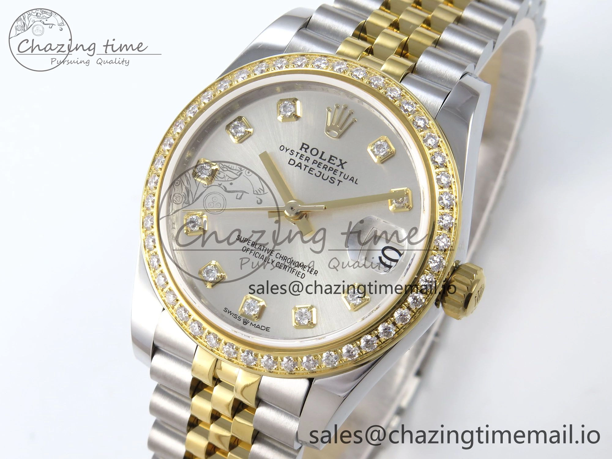DateJust 31 278383RBR JARF 1:1 Best Edition 904L Steel Silver Diamonds Dial on SS YG Jubilee Bracelet HZ UrbanStyle 878