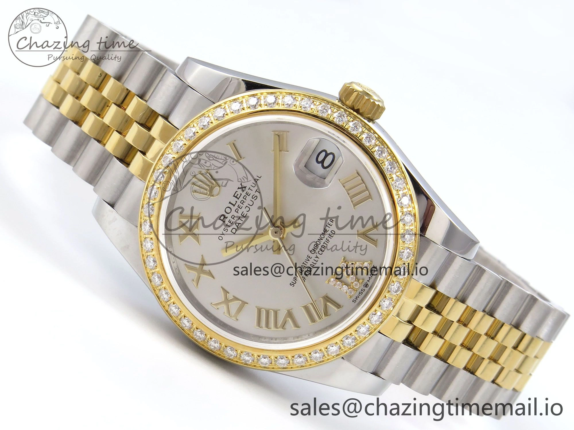 BestValue DateJust 31 278383RBR JARF 1:1 Best Edition 904L Steel Silver Roman Diamonds Dial on SS YG Jubilee Bracelet HZ 879