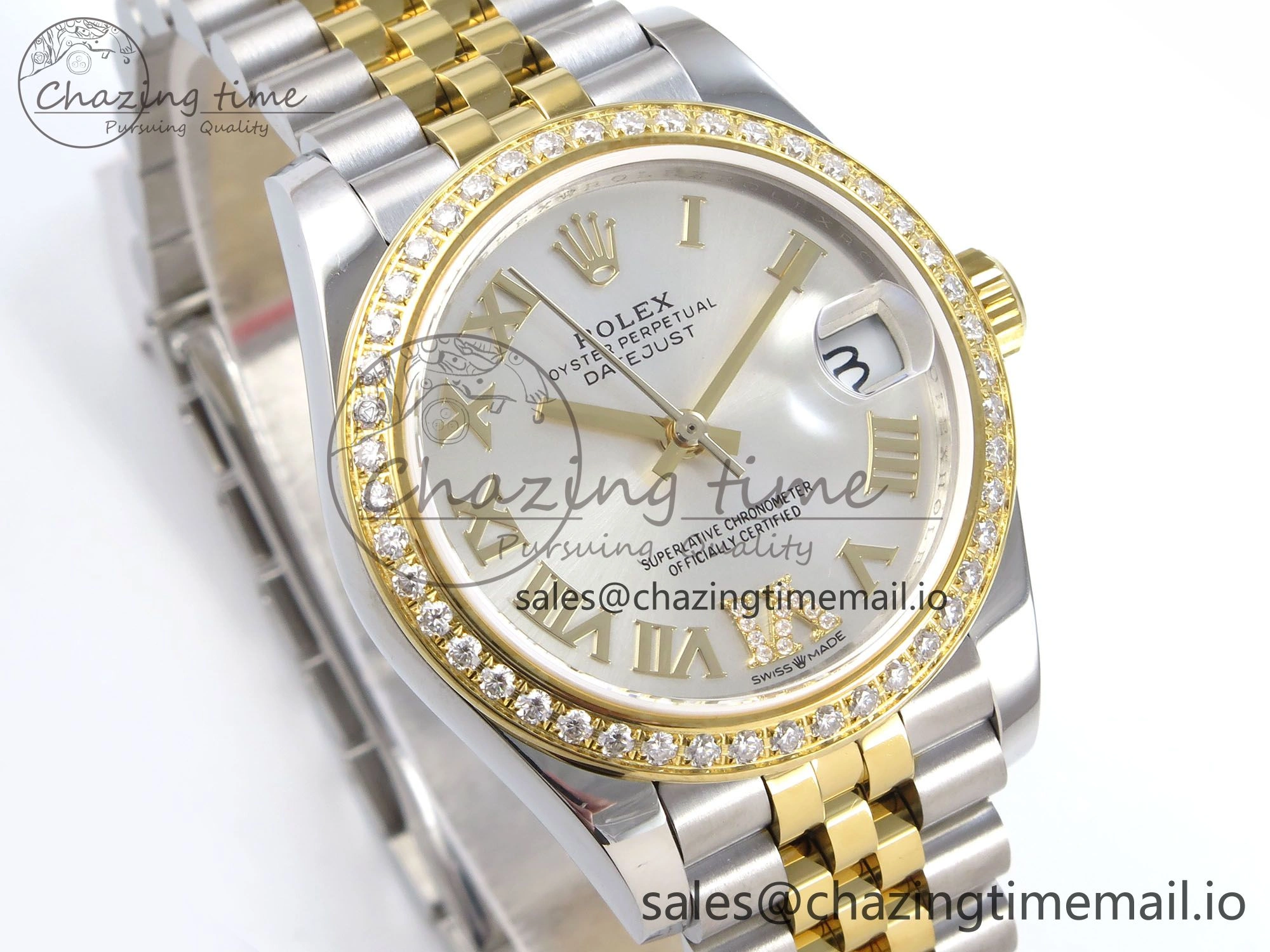BestValue DateJust 31 278383RBR JARF 1:1 Best Edition 904L Steel Silver Roman Diamonds Dial on SS YG Jubilee Bracelet HZ 879