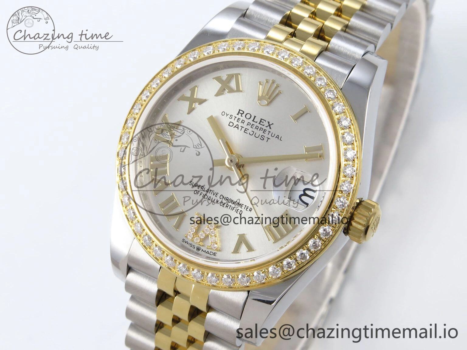 BestValue DateJust 31 278383RBR JARF 1:1 Best Edition 904L Steel Silver Roman Diamonds Dial on SS YG Jubilee Bracelet HZ 879