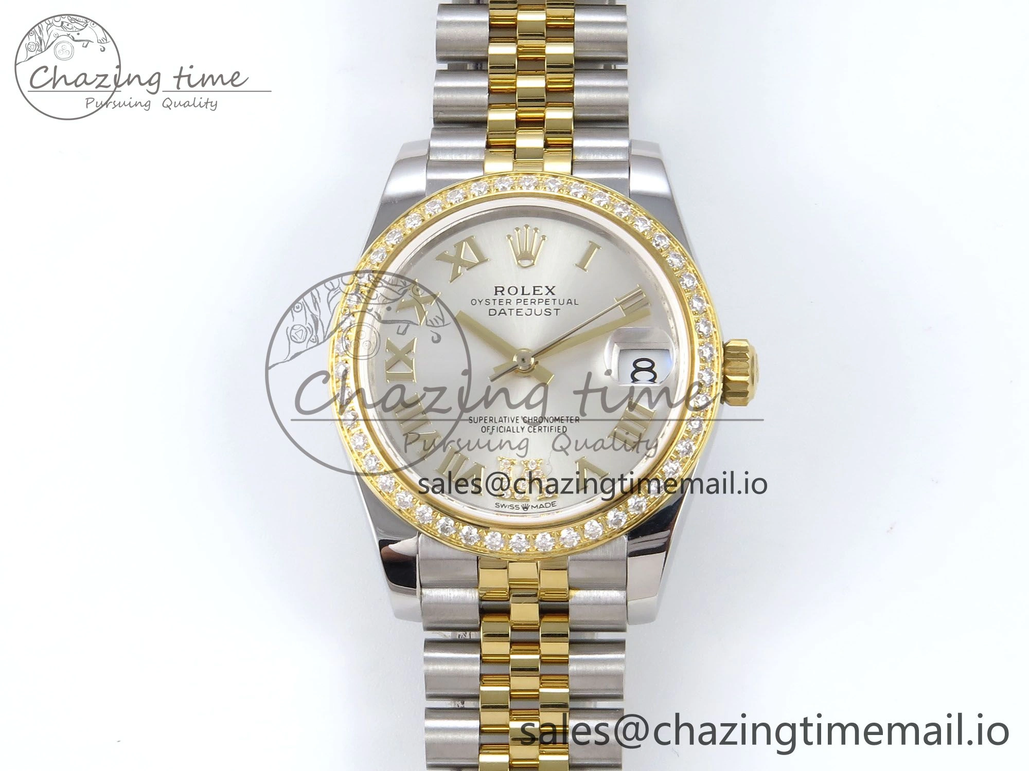 BestValue DateJust 31 278383RBR JARF 1:1 Best Edition 904L Steel Silver Roman Diamonds Dial on SS YG Jubilee Bracelet HZ 879