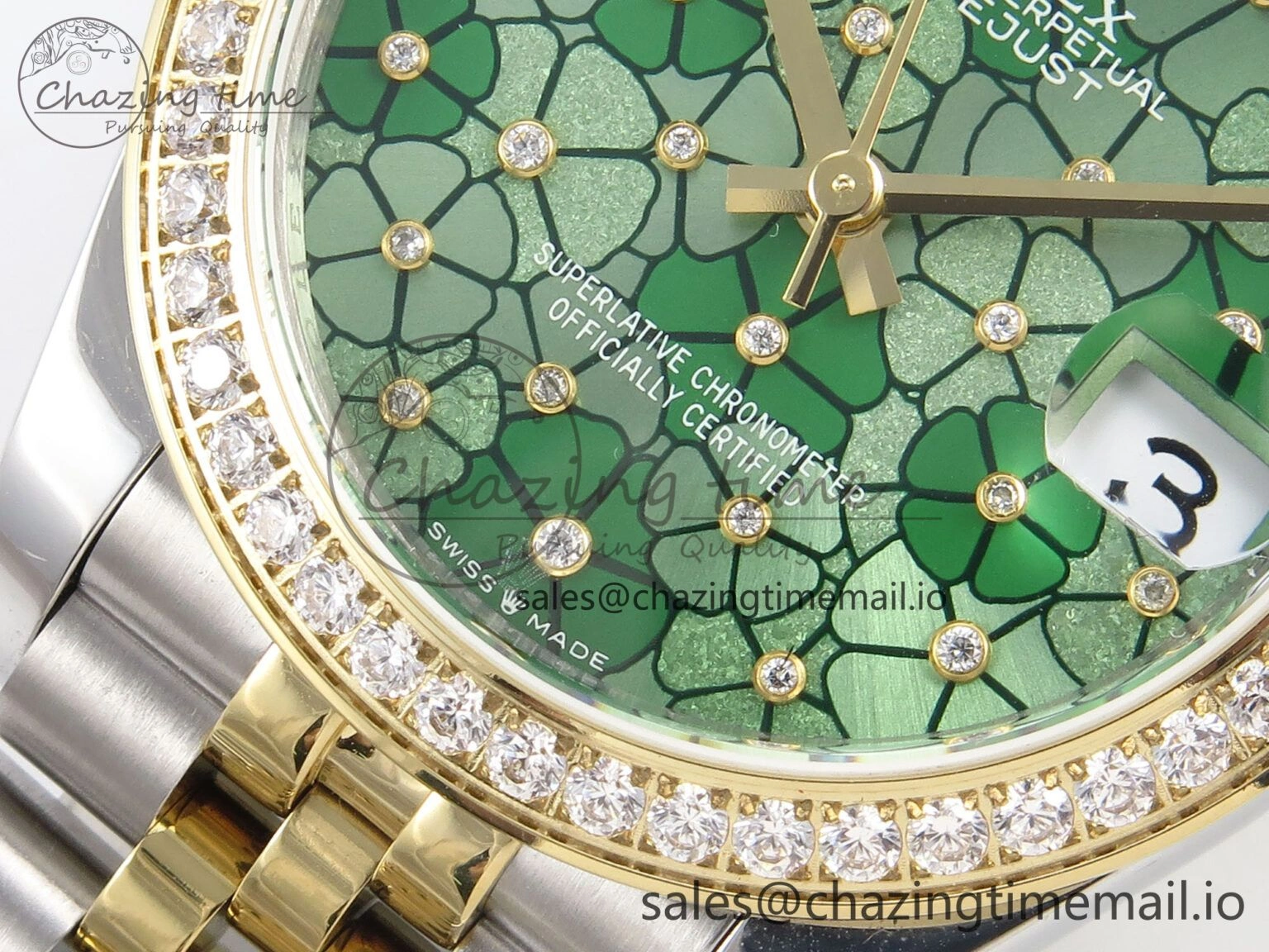 WeatherProof DateJust 31 278383RBR SS YG GMF 1:1 Best Edition 904L Steel Olive Green Diamonds Dial on Jubilee Bracelet A 1148