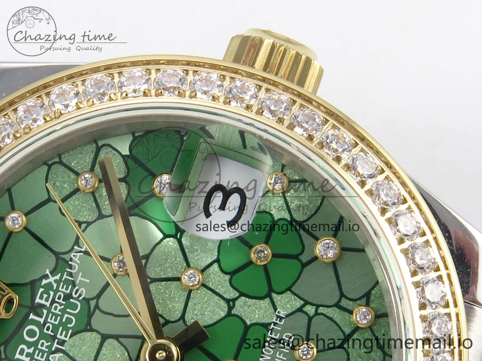 WeatherProof DateJust 31 278383RBR SS YG GMF 1:1 Best Edition 904L Steel Olive Green Diamonds Dial on Jubilee Bracelet A 1148