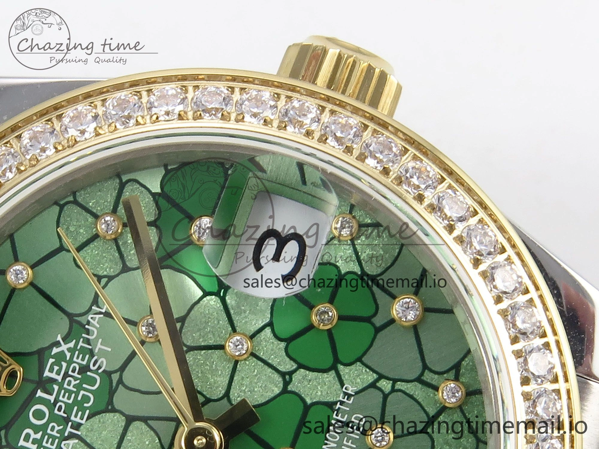 WeatherProof DateJust 31 278383RBR SS YG GMF 1:1 Best Edition 904L Steel Olive Green Diamonds Dial on Jubilee Bracelet A 1148