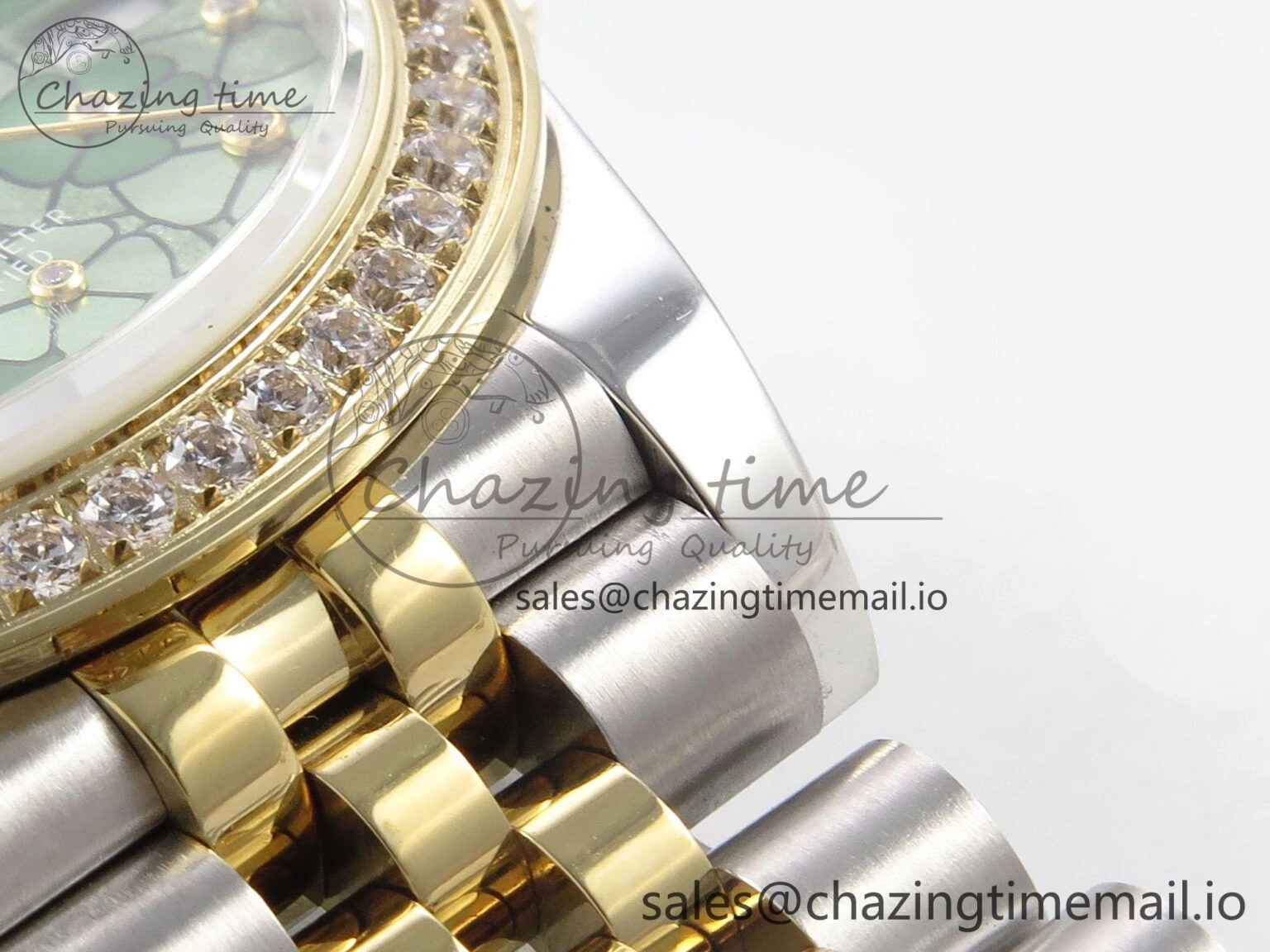WeatherProof DateJust 31 278383RBR SS YG GMF 1:1 Best Edition 904L Steel Olive Green Diamonds Dial on Jubilee Bracelet A 1148