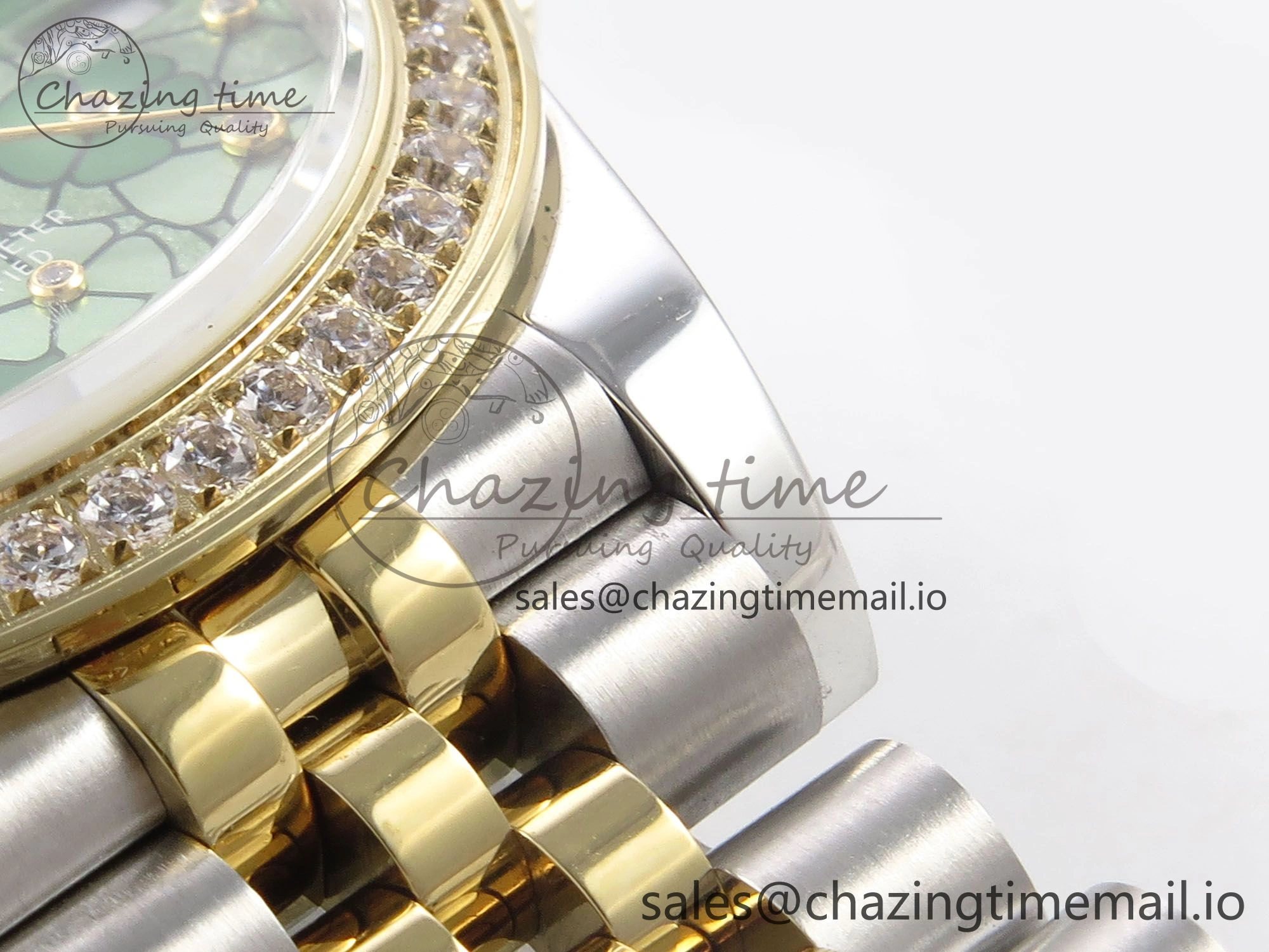 WeatherProof DateJust 31 278383RBR SS YG GMF 1:1 Best Edition 904L Steel Olive Green Diamonds Dial on Jubilee Bracelet A 1148