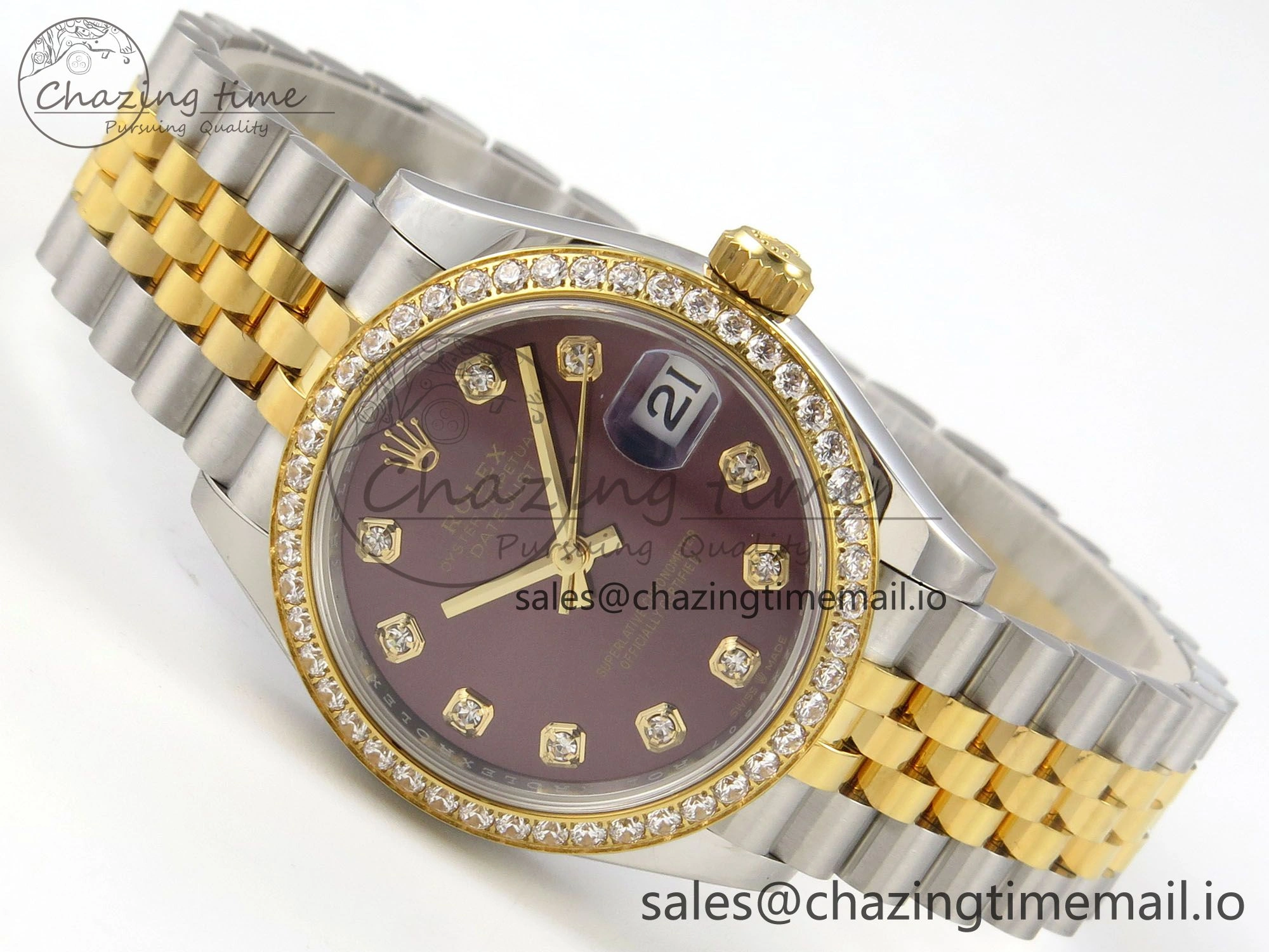 DateJust 31 278383RBR THBF 1:1 Best Edition 904L Steel Brown Diamonds Dial Diamonds Bezel on SS YG Jubilee Bracelet HZ Cal. Tailored 10