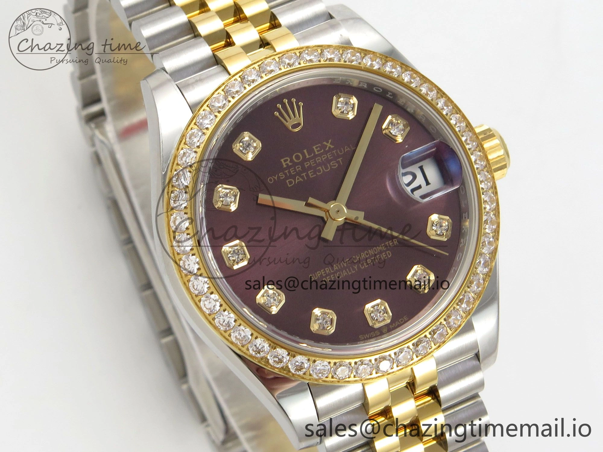 DateJust 31 278383RBR THBF 1:1 Best Edition 904L Steel Brown Diamonds Dial Diamonds Bezel on SS YG Jubilee Bracelet HZ Cal. Tailored 10