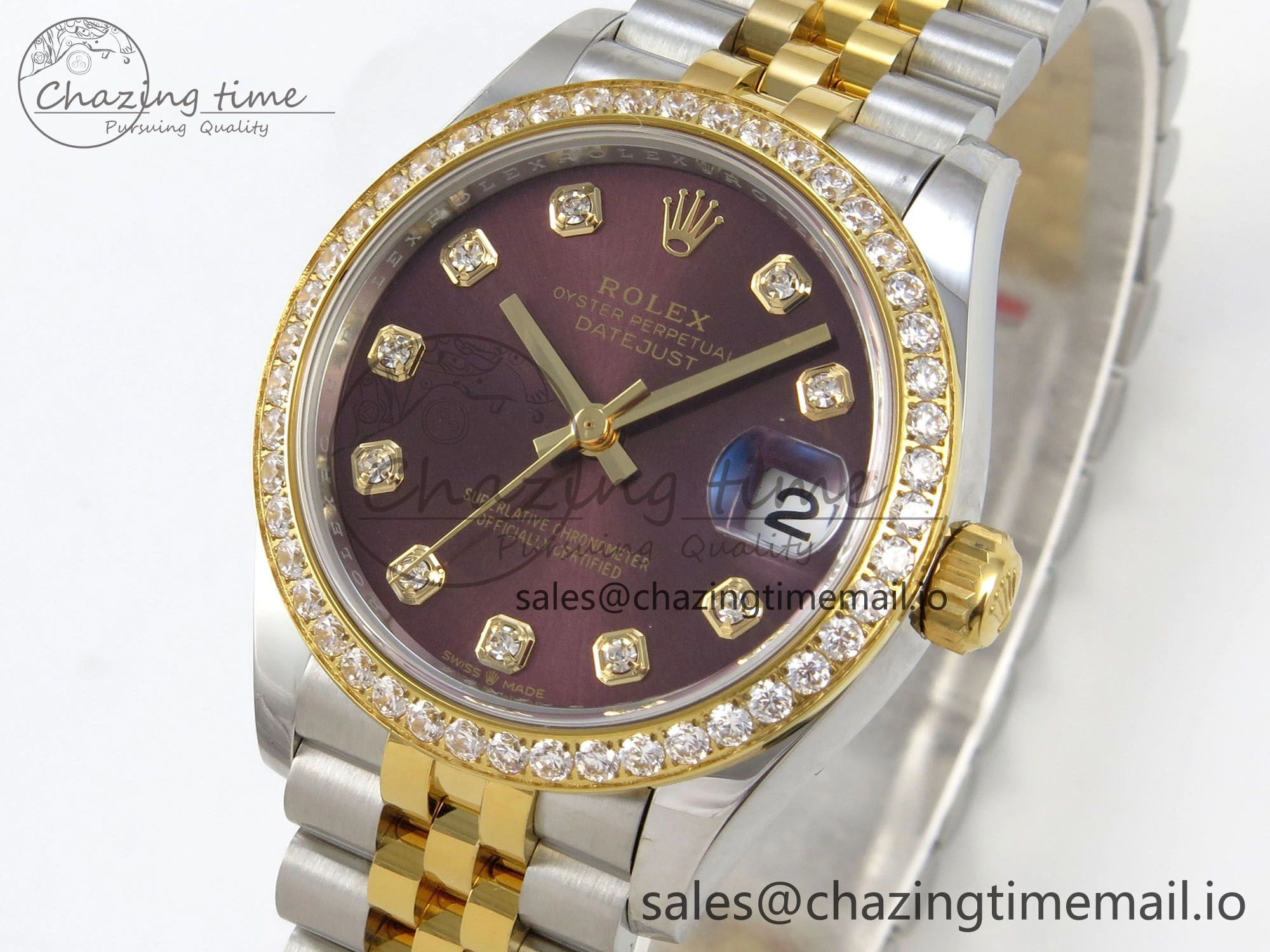 DateJust 31 278383RBR THBF 1:1 Best Edition 904L Steel Brown Diamonds Dial Diamonds Bezel on SS YG Jubilee Bracelet HZ Cal. Tailored 10