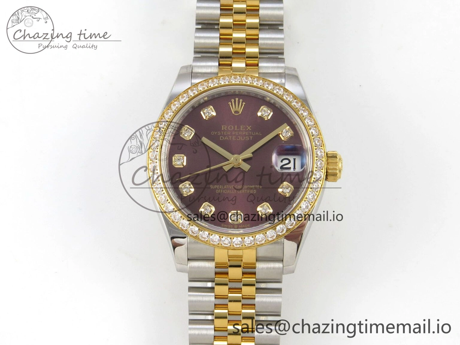 DateJust 31 278383RBR THBF 1:1 Best Edition 904L Steel Brown Diamonds Dial Diamonds Bezel on SS YG Jubilee Bracelet HZ Cal. Tailored 10