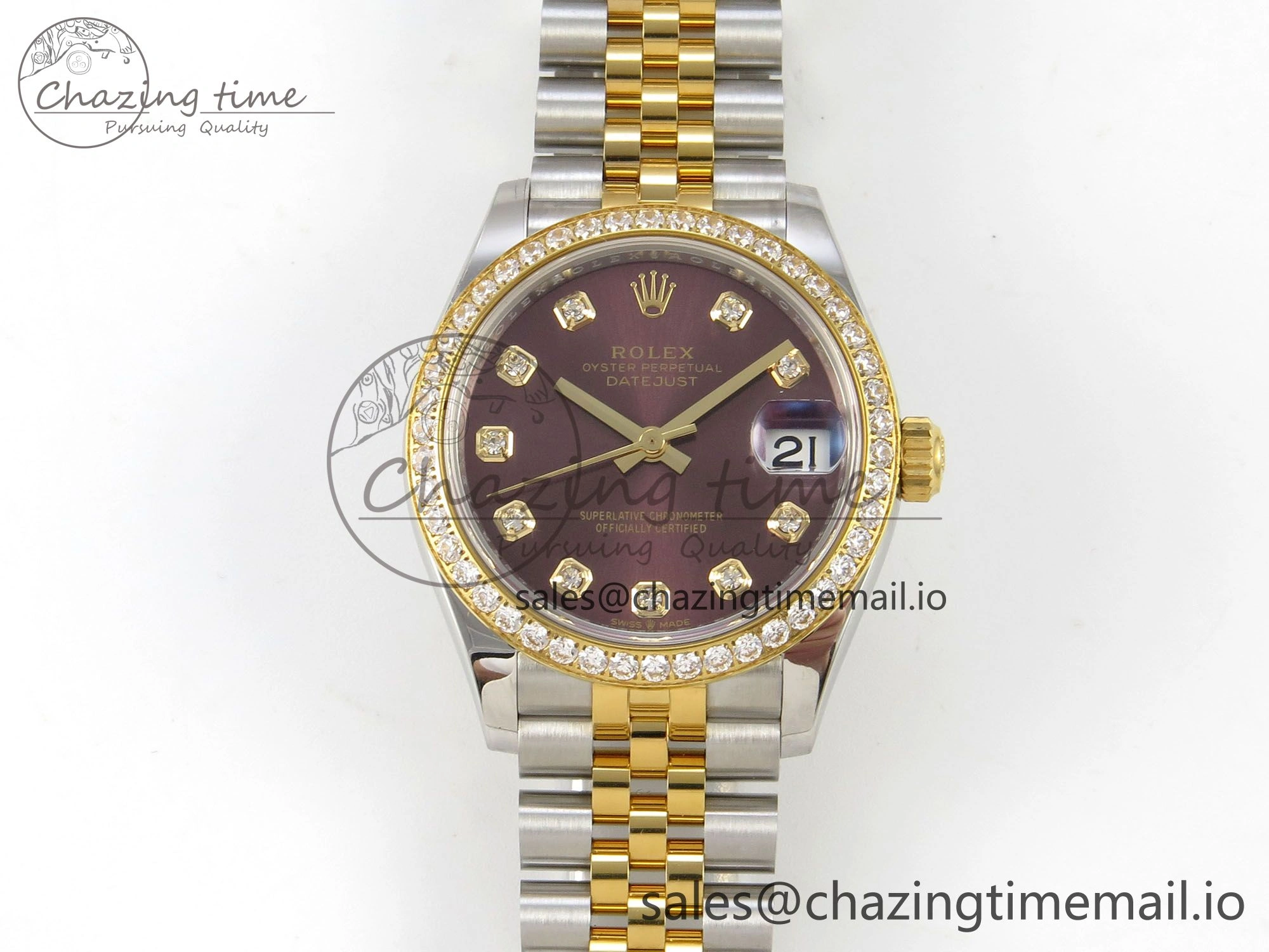 DateJust 31 278383RBR THBF 1:1 Best Edition 904L Steel Brown Diamonds Dial Diamonds Bezel on SS YG Jubilee Bracelet HZ Cal. Tailored 10