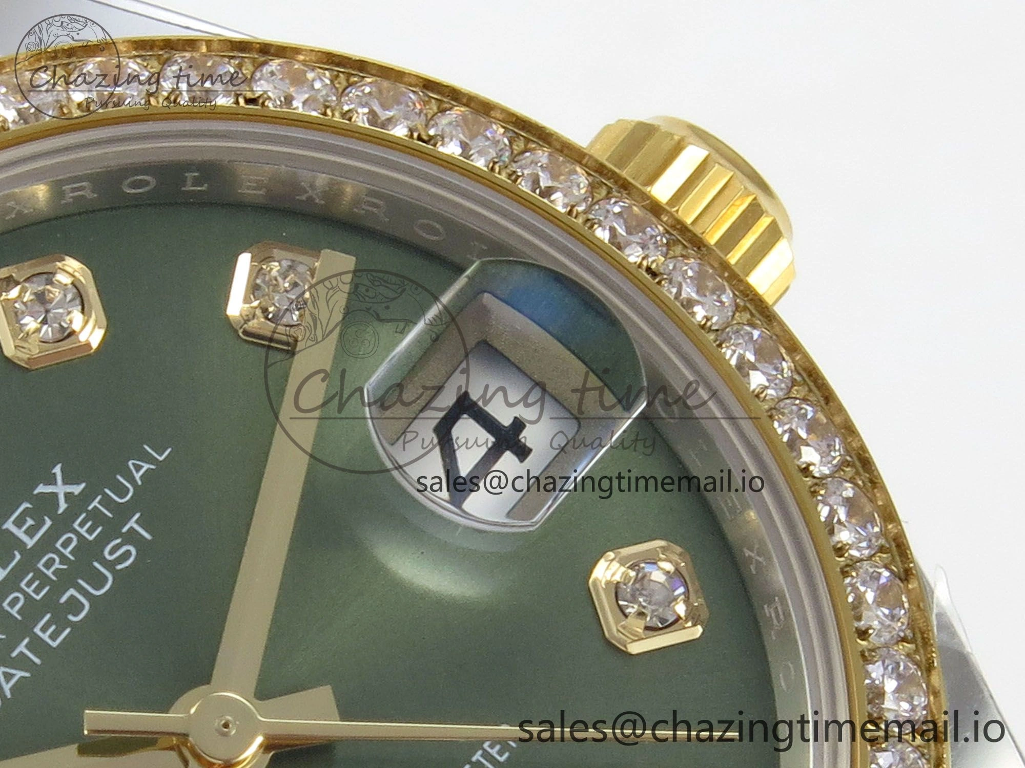 Timeless DateJust 31 278383RBR THBF 1:1 Best Edition 904L Steel Green Diamonds Dial Diamonds Bezel on SS YG Jubilee Bracelet HZ Cal. 17