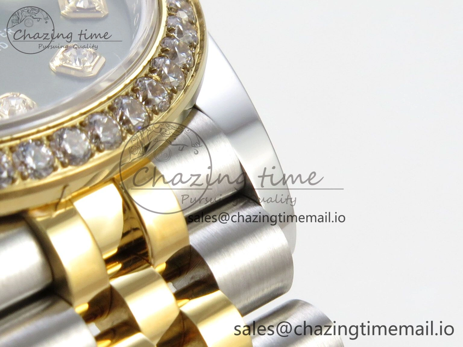 Timeless DateJust 31 278383RBR THBF 1:1 Best Edition 904L Steel Green Diamonds Dial Diamonds Bezel on SS YG Jubilee Bracelet HZ Cal. 17