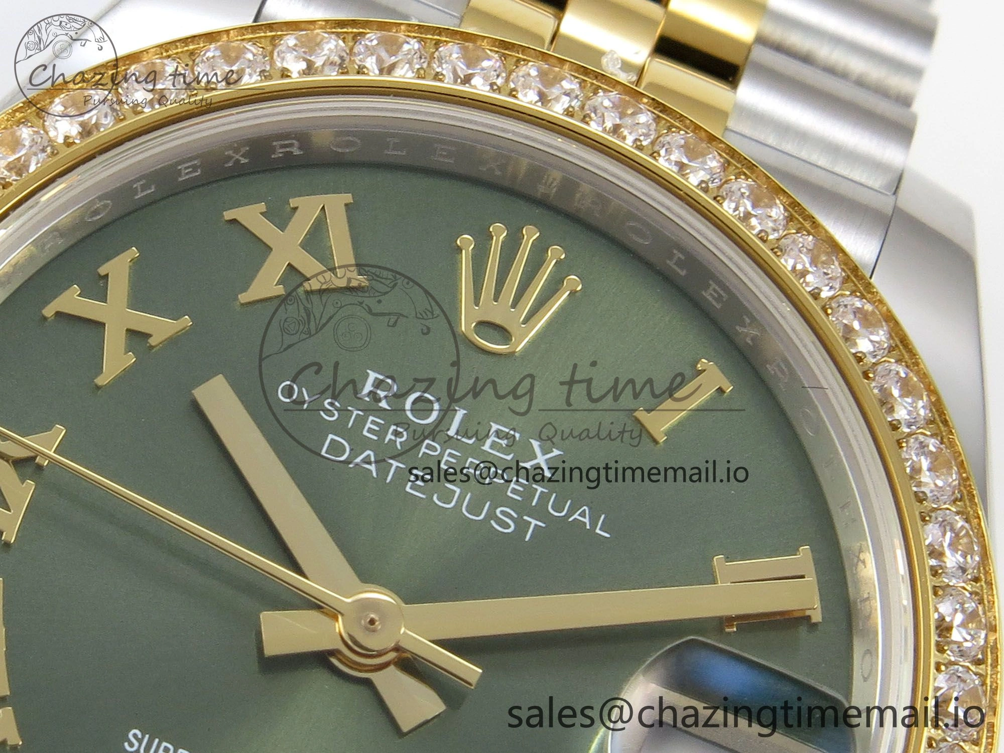 DateJust 31 278383RBR THBF 1:1 Best Edition 904L Steel Green Roman Diamonds Dial Diamonds Bezel on SS YG Jubilee Bracelet HZ Cal. Resilient 35